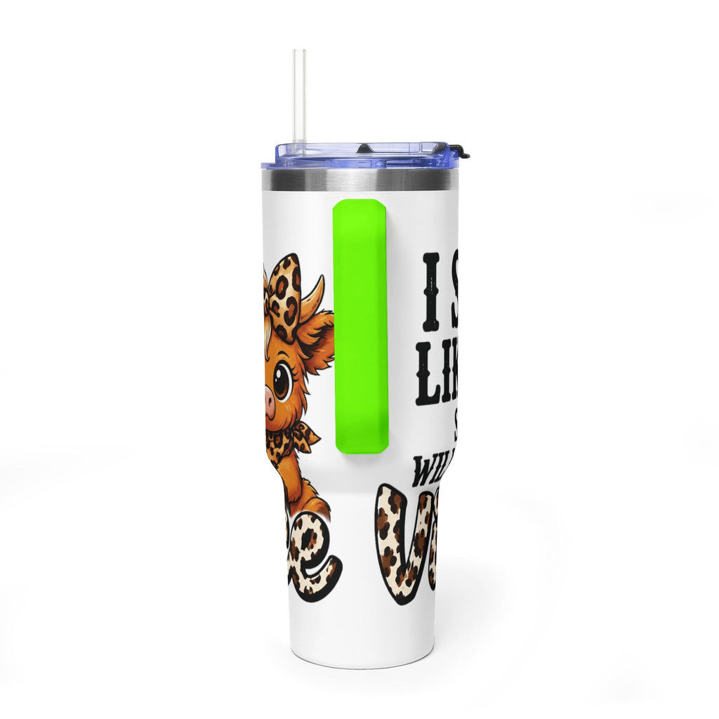 40oz Insulated Tumbler – "I Slept Like Shit So Today Will Be Chaos" Leopard Accent