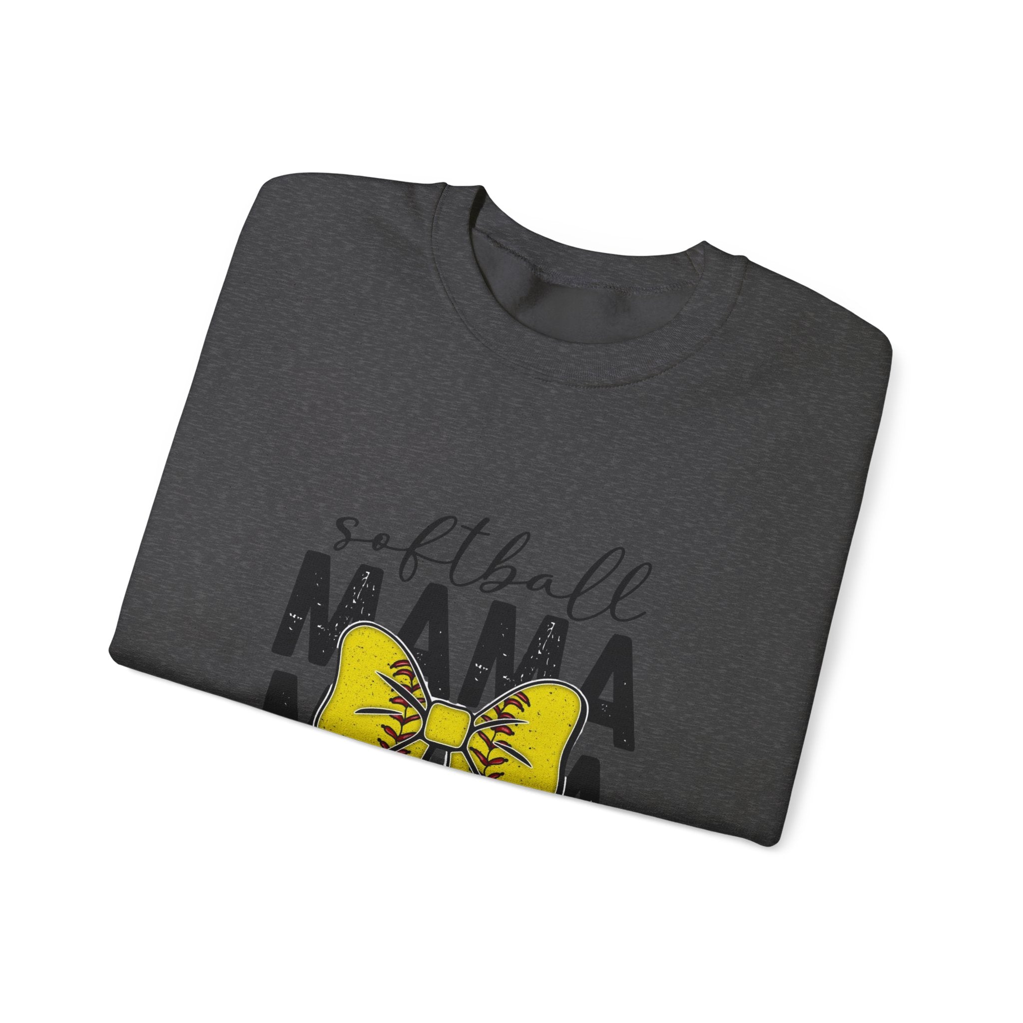 Softball Mama Crewneck Sweatshirt - Yellow Bow Softball Mom Pullover