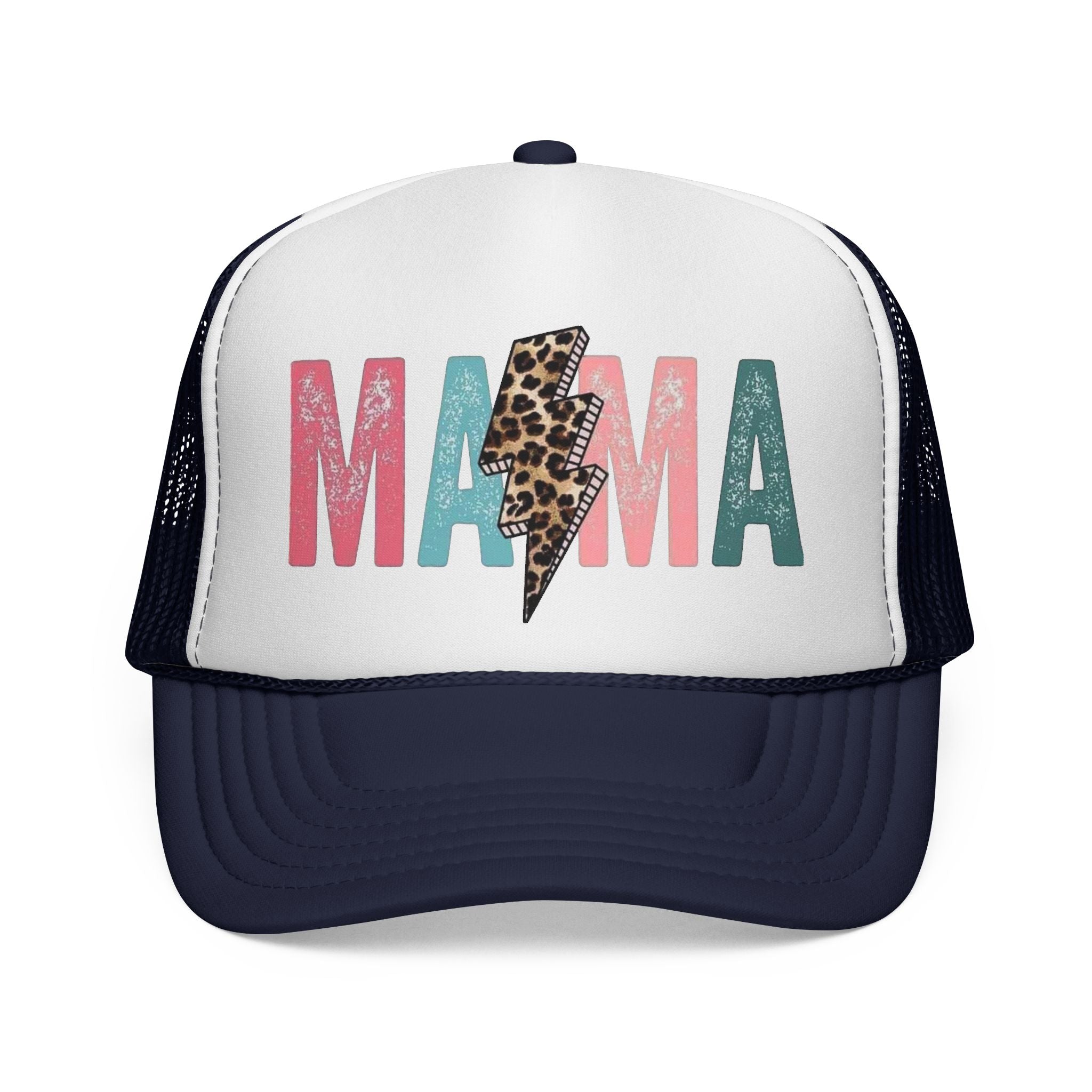 Mama Lightning Bolt Trucker Cap | Leopard Print Mama Hat