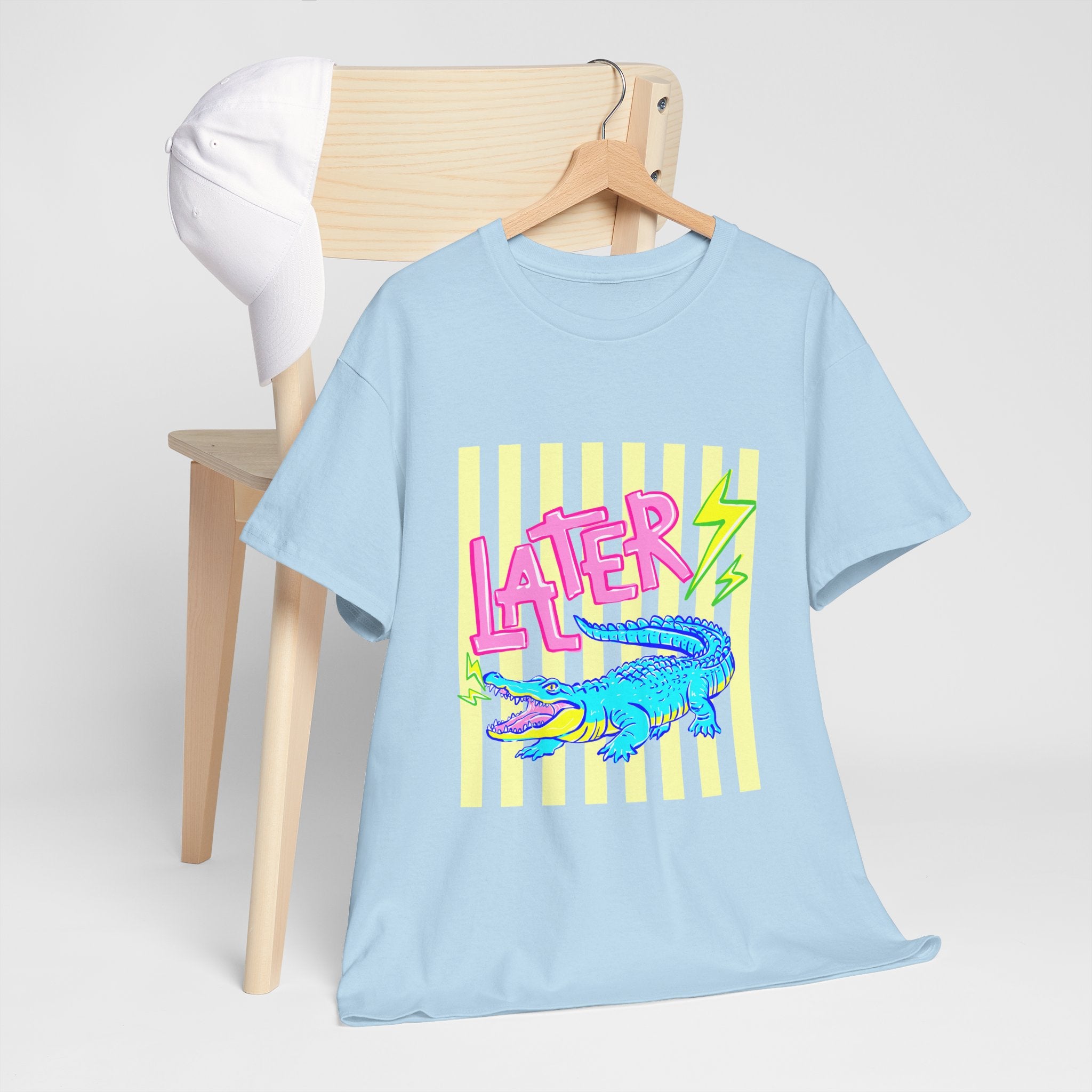 Later Gator Graphic Tee - Neon Retro Alligator Shirt
