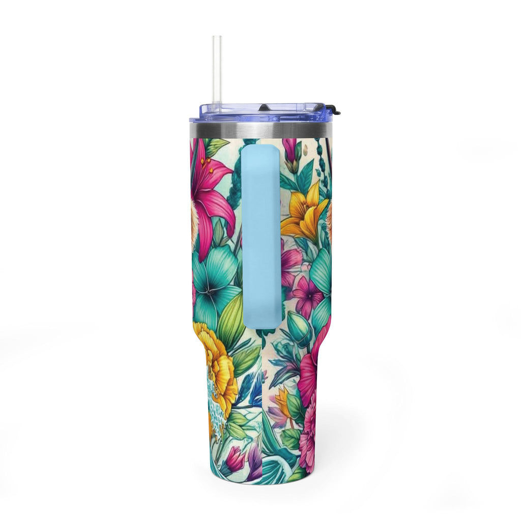40oz Thermal Tumbler – Floral Highland Cow Insulated Travel Mug