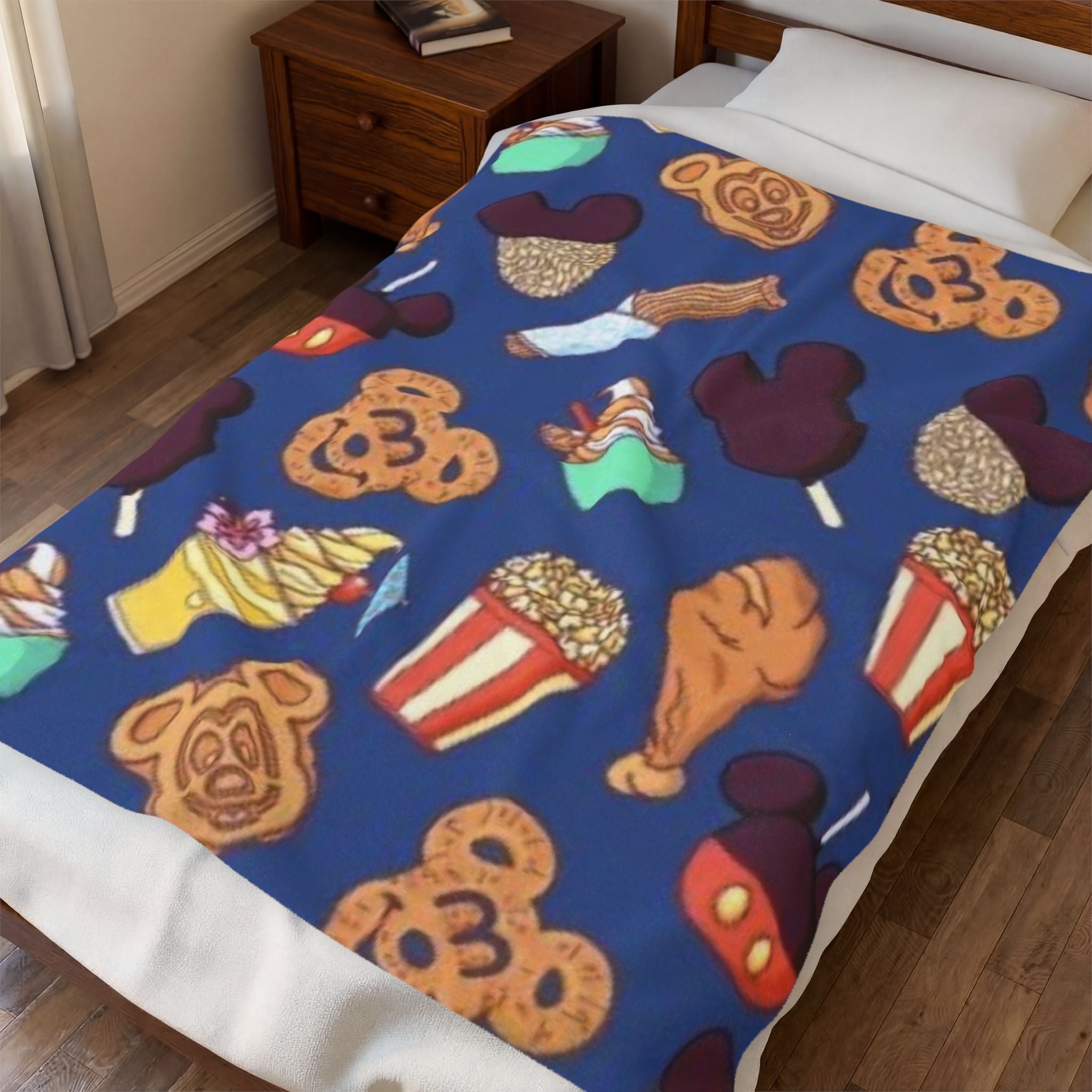 Plush Blanket — Theme Park Snacks Pattern Velveteen Throw