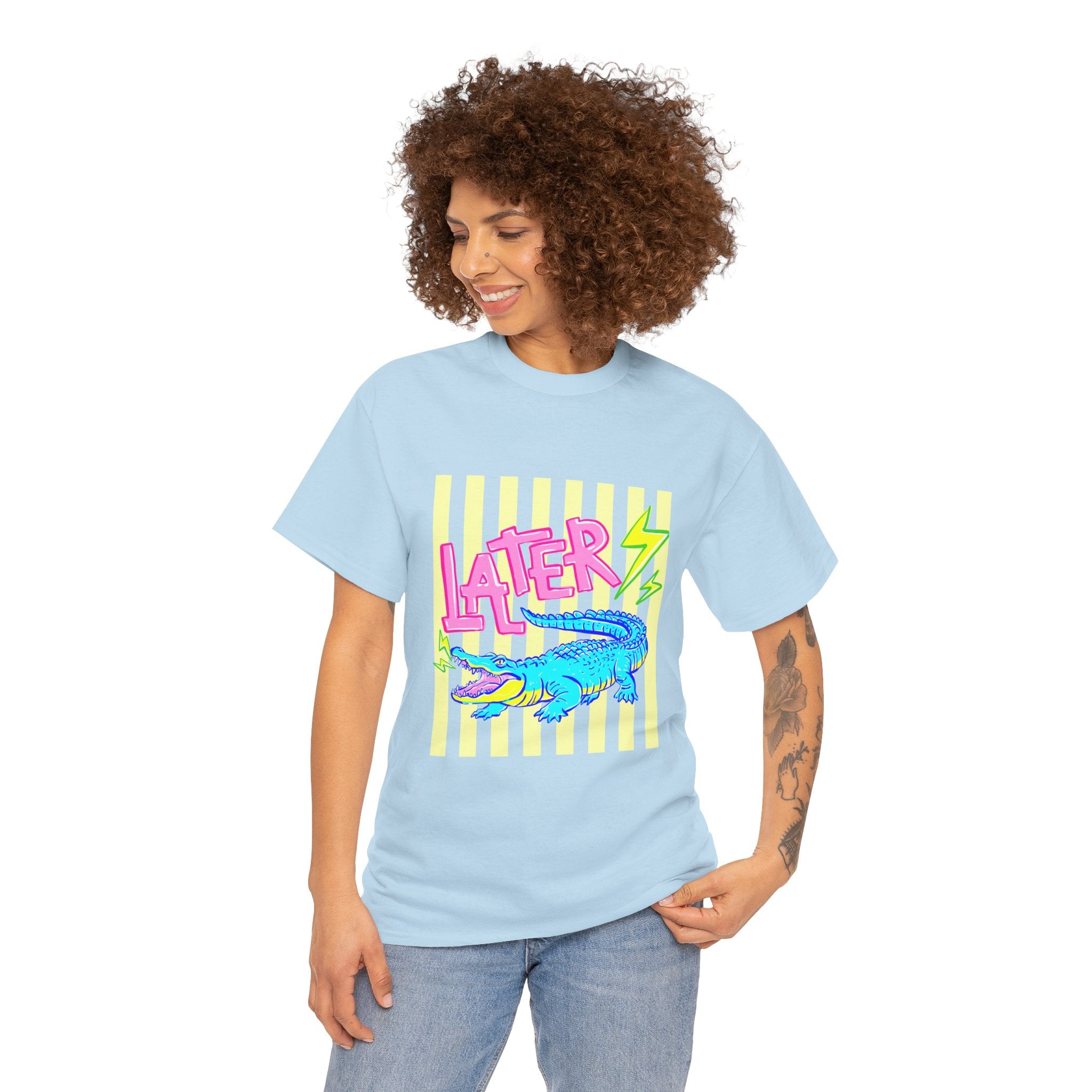 Later Gator Graphic Tee - Neon Retro Alligator Shirt