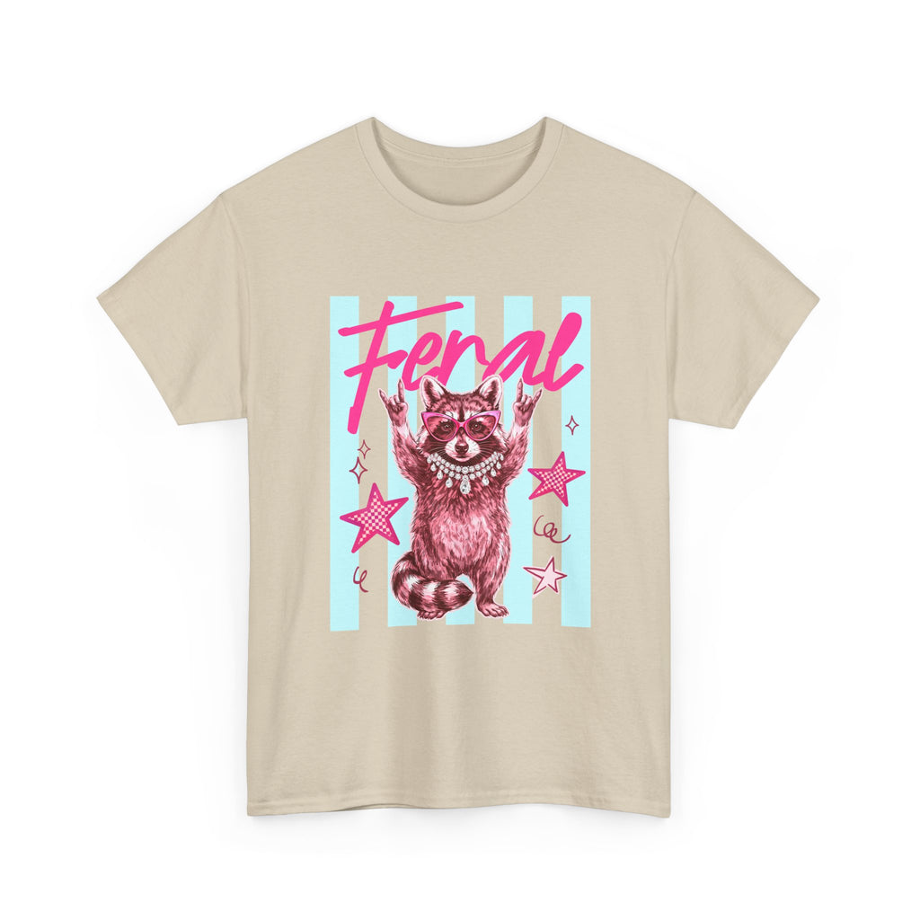 Feral Raccoon Graphic Tee - Retro Pink & Aqua Vintage Animal T-Shirt