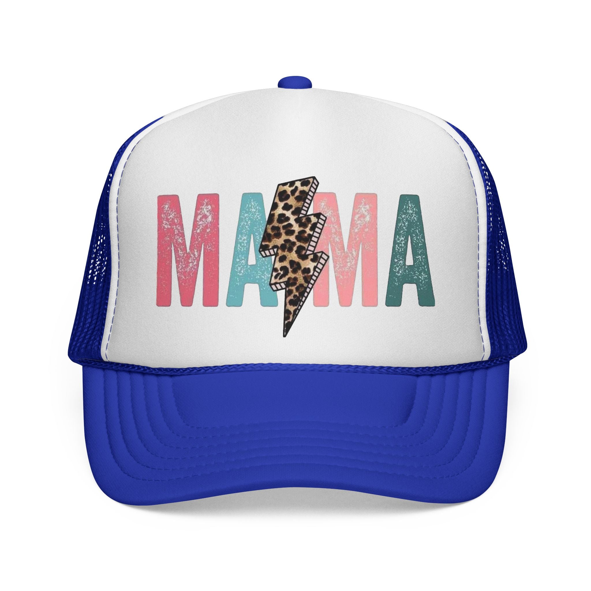 Mama Lightning Bolt Trucker Cap | Leopard Print Mama Hat