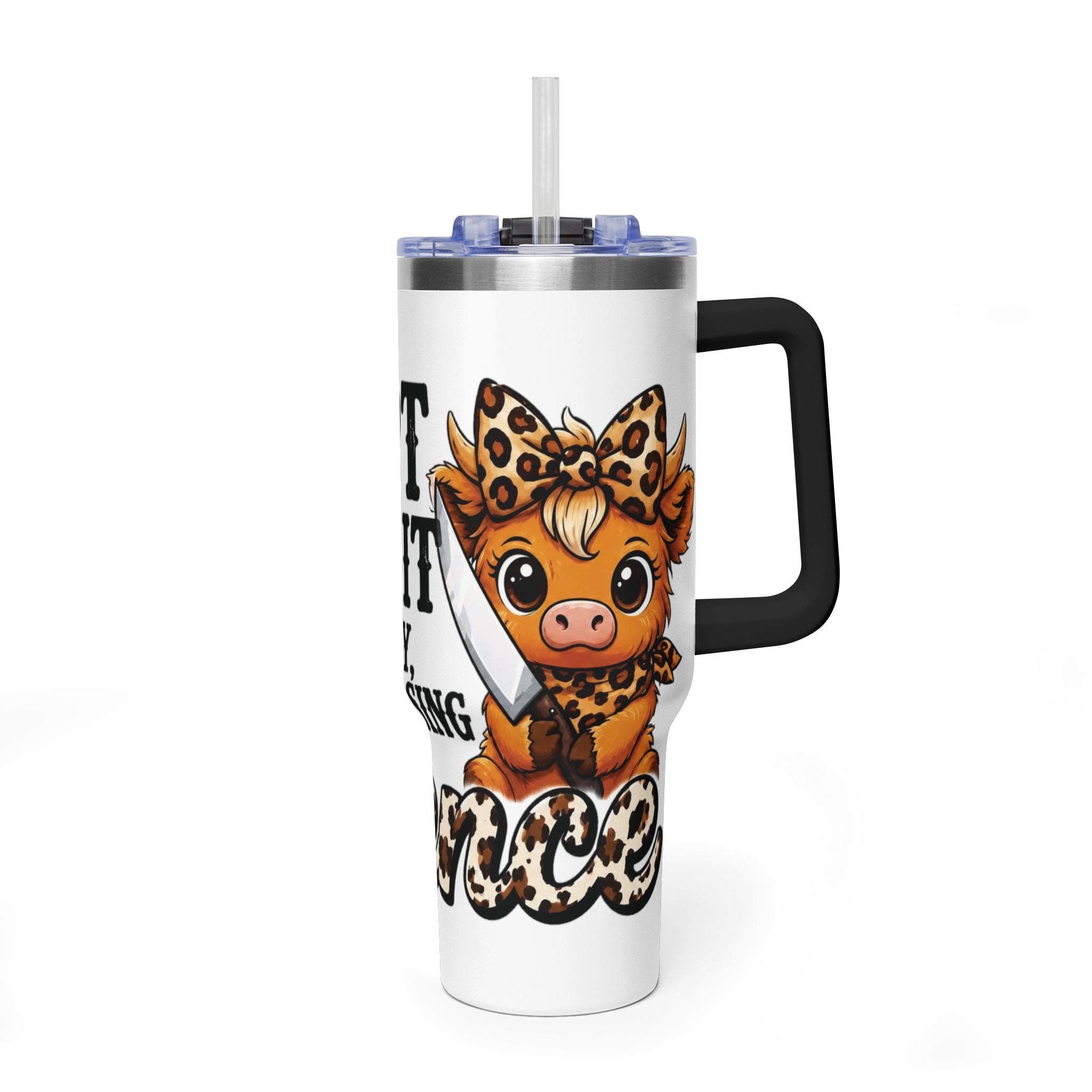40oz Insulated Tumbler – "I Slept Like Shit So Today Will Be Chaos" Leopard Accent
