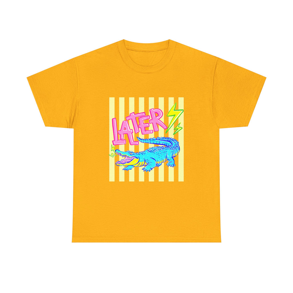 Later Gator Graphic Tee - Neon Retro Alligator Shirt
