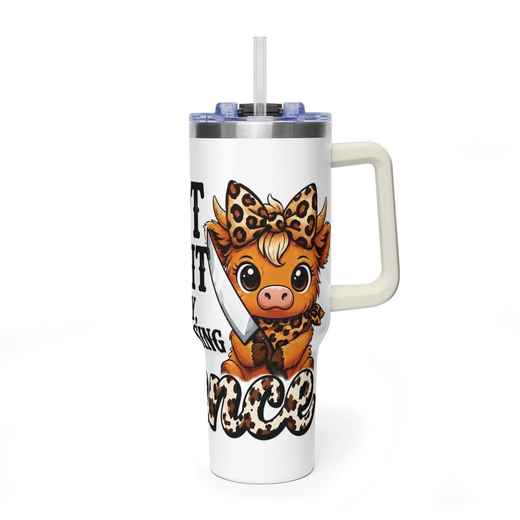 40oz Insulated Tumbler – "I Slept Like Shit So Today Will Be Chaos" Leopard Accent