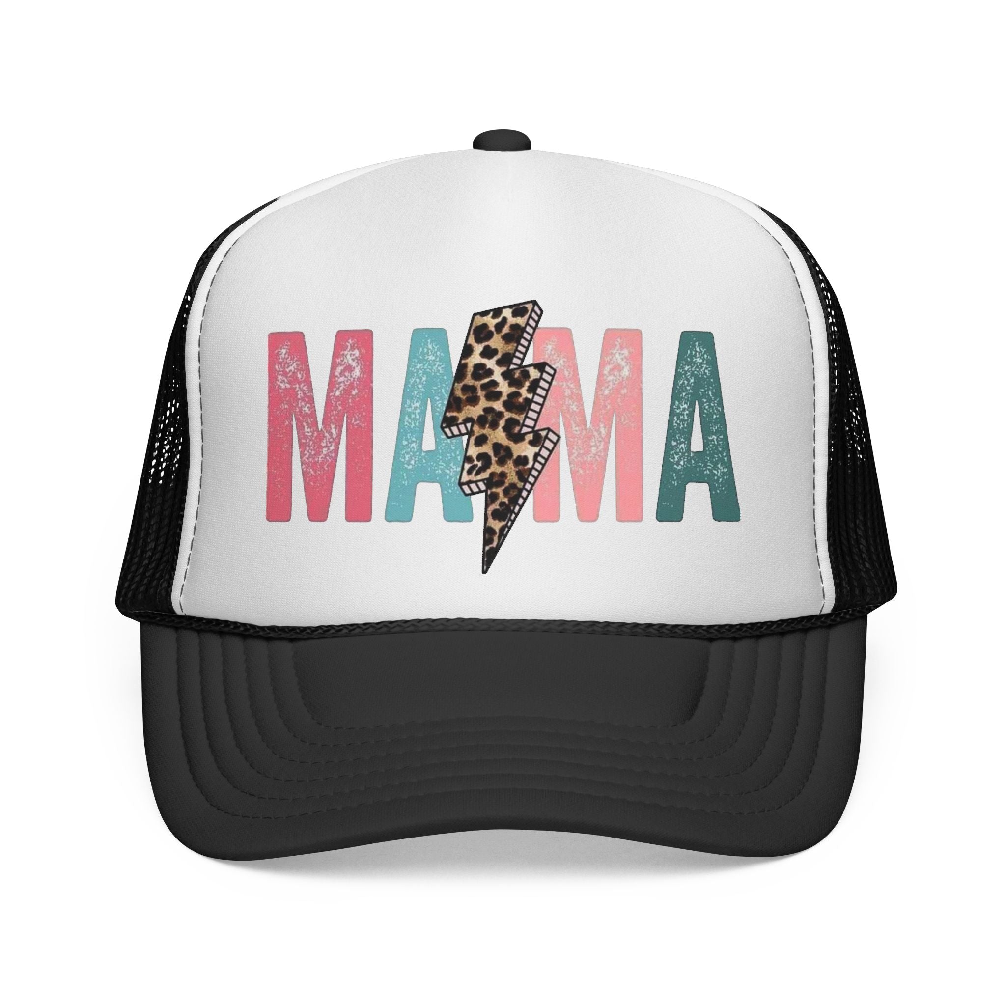 Mama Lightning Bolt Trucker Cap | Leopard Print Mama Hat