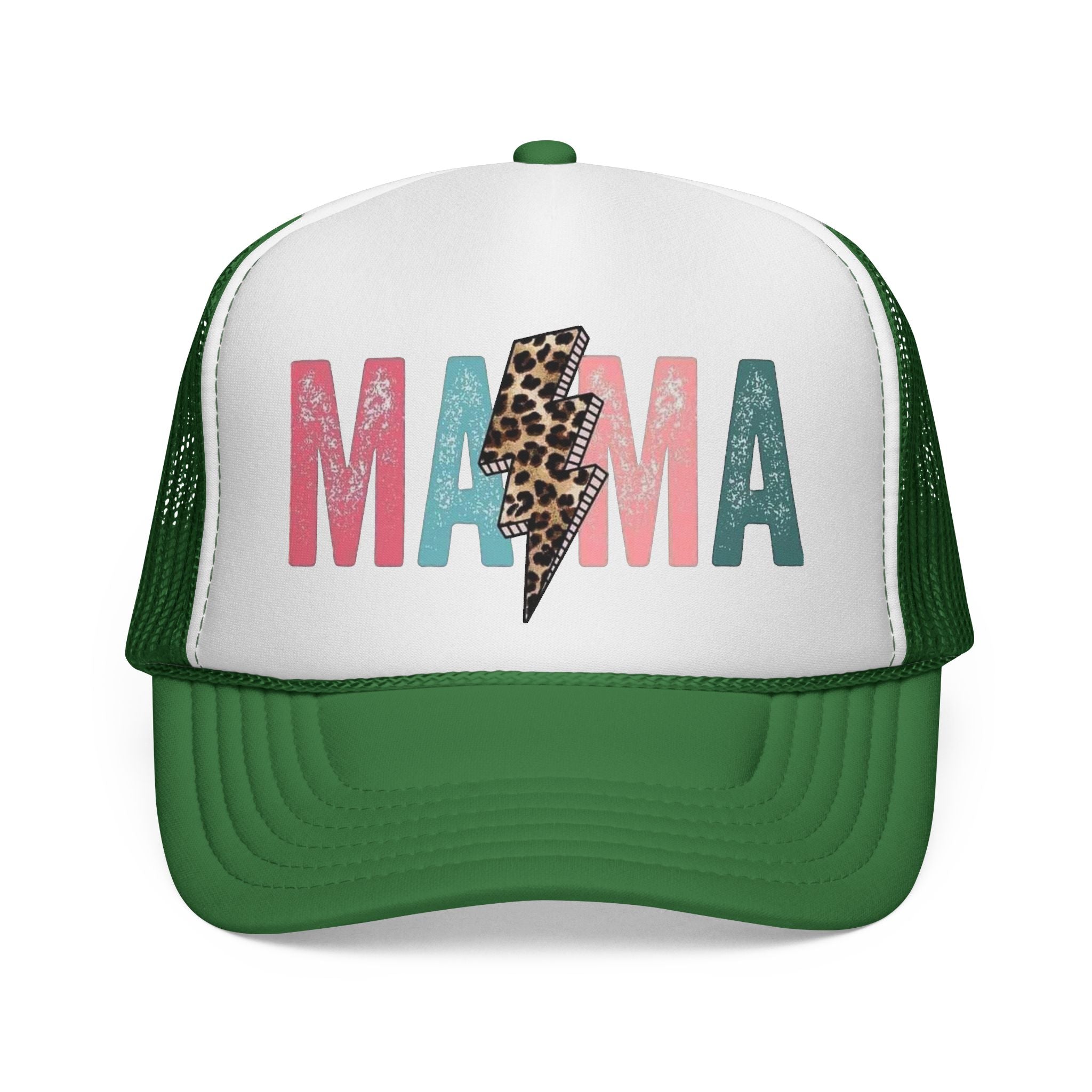 Mama Lightning Bolt Trucker Cap | Leopard Print Mama Hat
