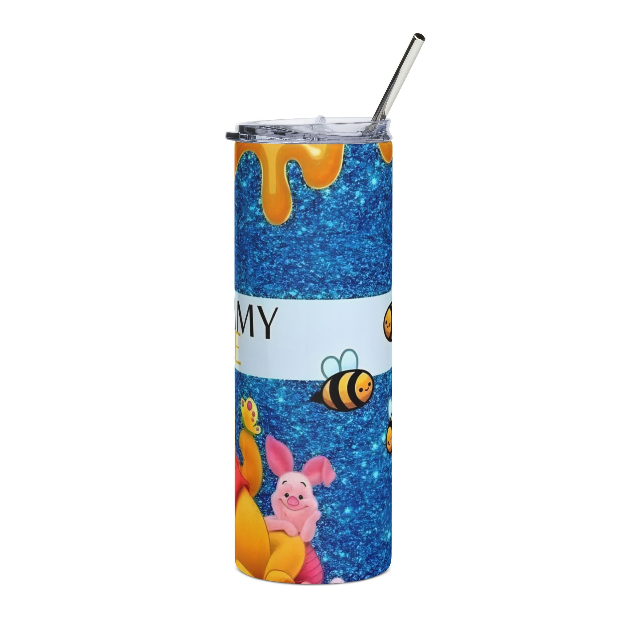 Winnie the Pooh "Mommy Bee" 20oz Stainless Tumbler — Glitter Honey Drip Travel Cup