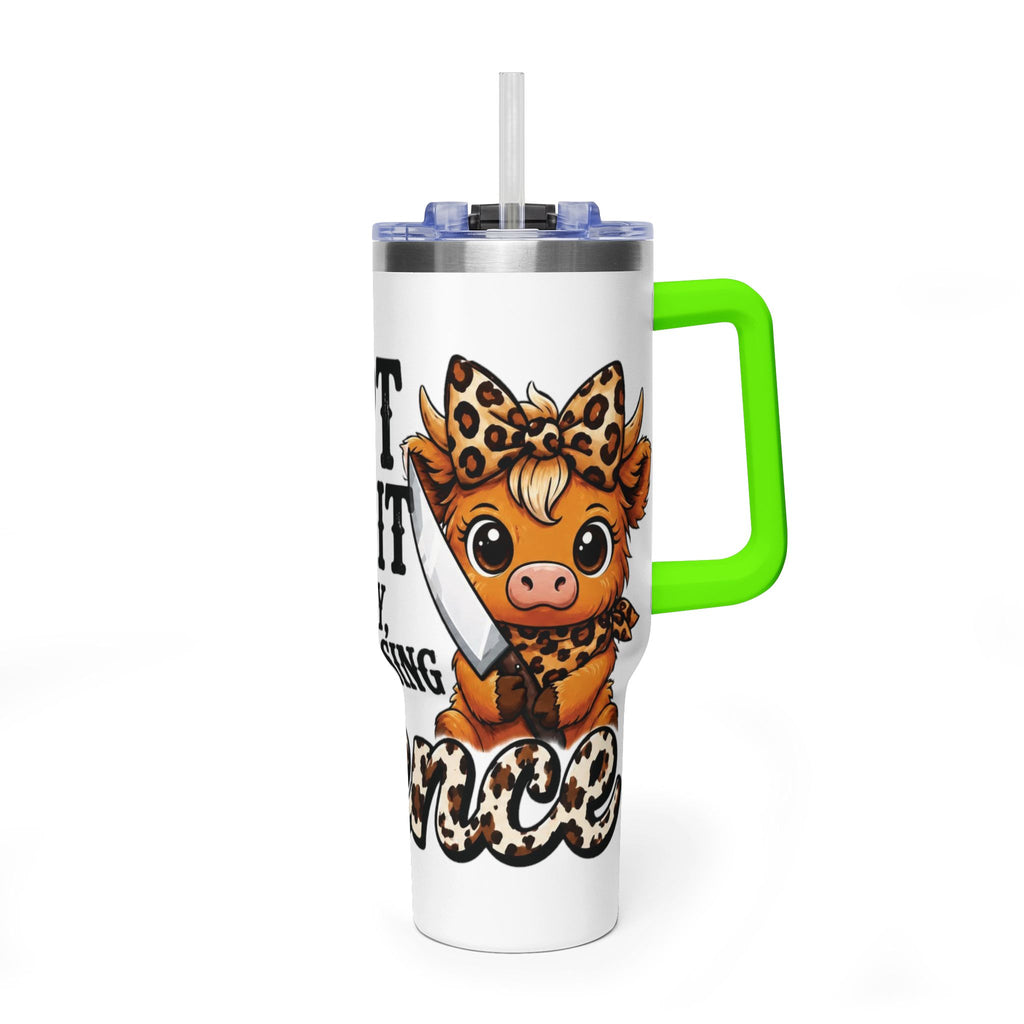 40oz Insulated Tumbler – "I Slept Like Shit So Today Will Be Chaos" Leopard Accent