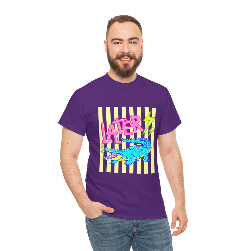 Later Gator Graphic Tee - Neon Retro Alligator Shirt