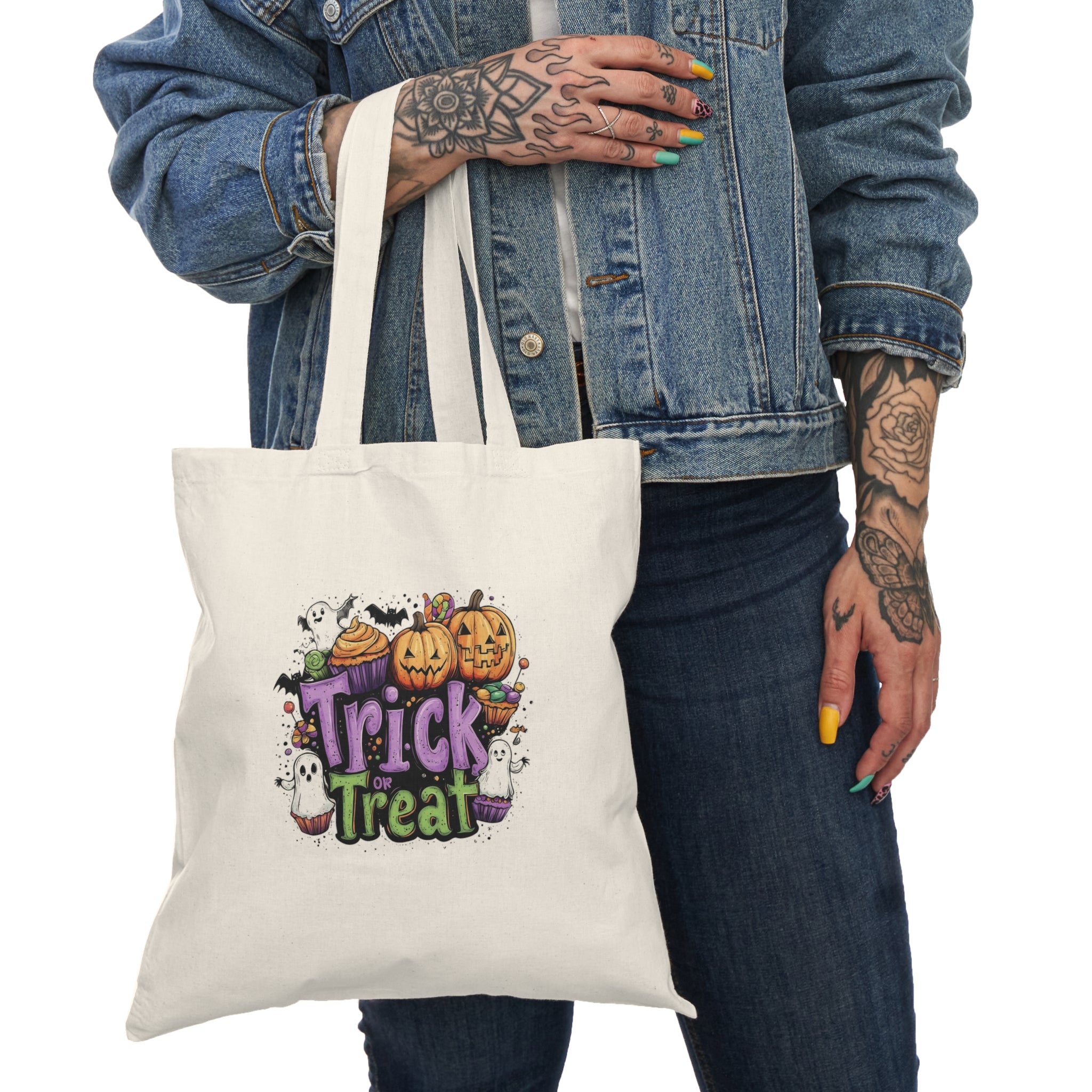 Trick or Treat Halloween Tote Bag – Pumpkin & Ghost Candy Shopper