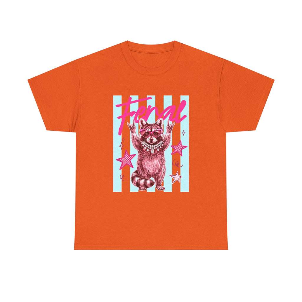 Feral Raccoon Graphic Tee - Retro Pink & Aqua Vintage Animal T-Shirt
