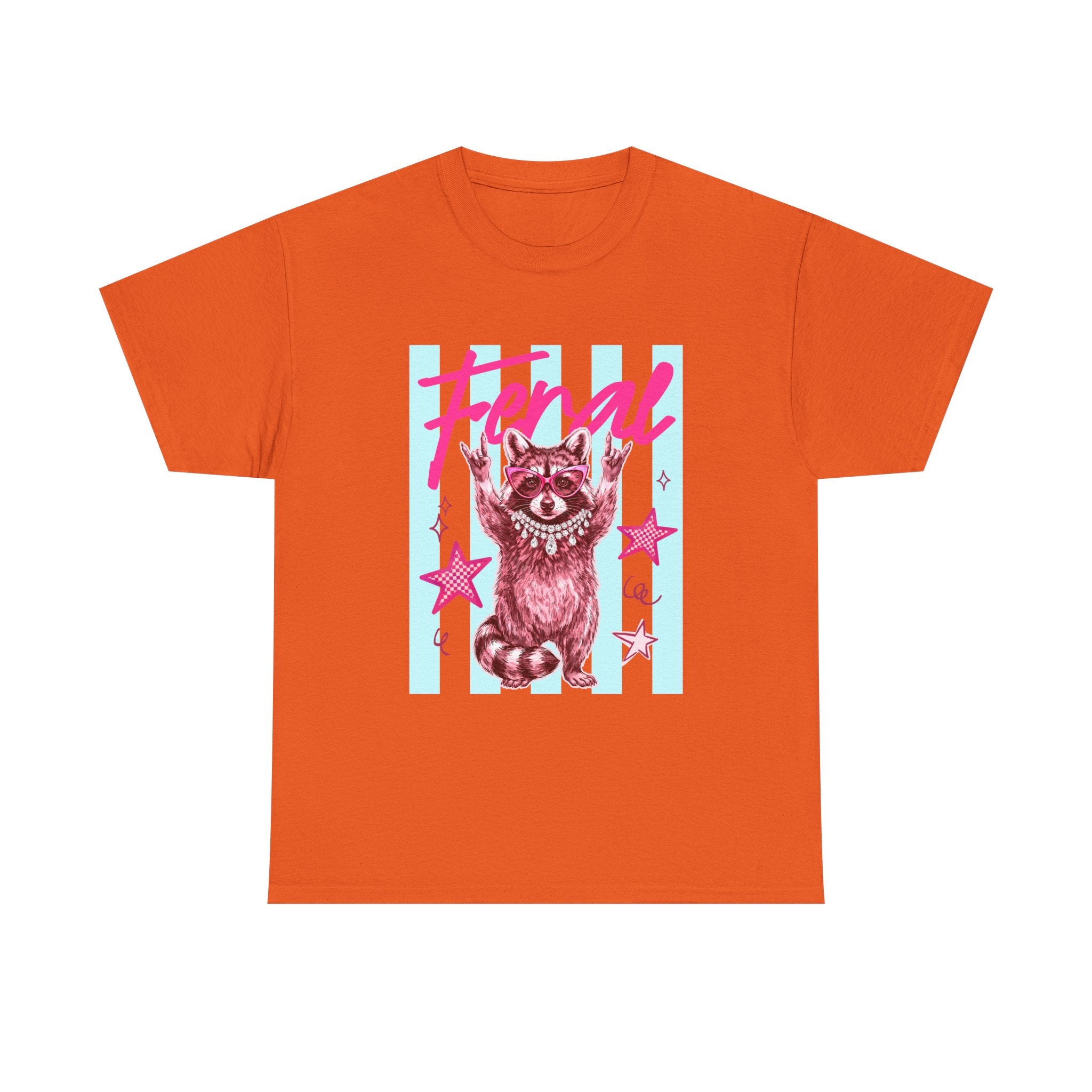 Feral Raccoon Graphic Tee - Retro Pink & Aqua Vintage Animal T-Shirt