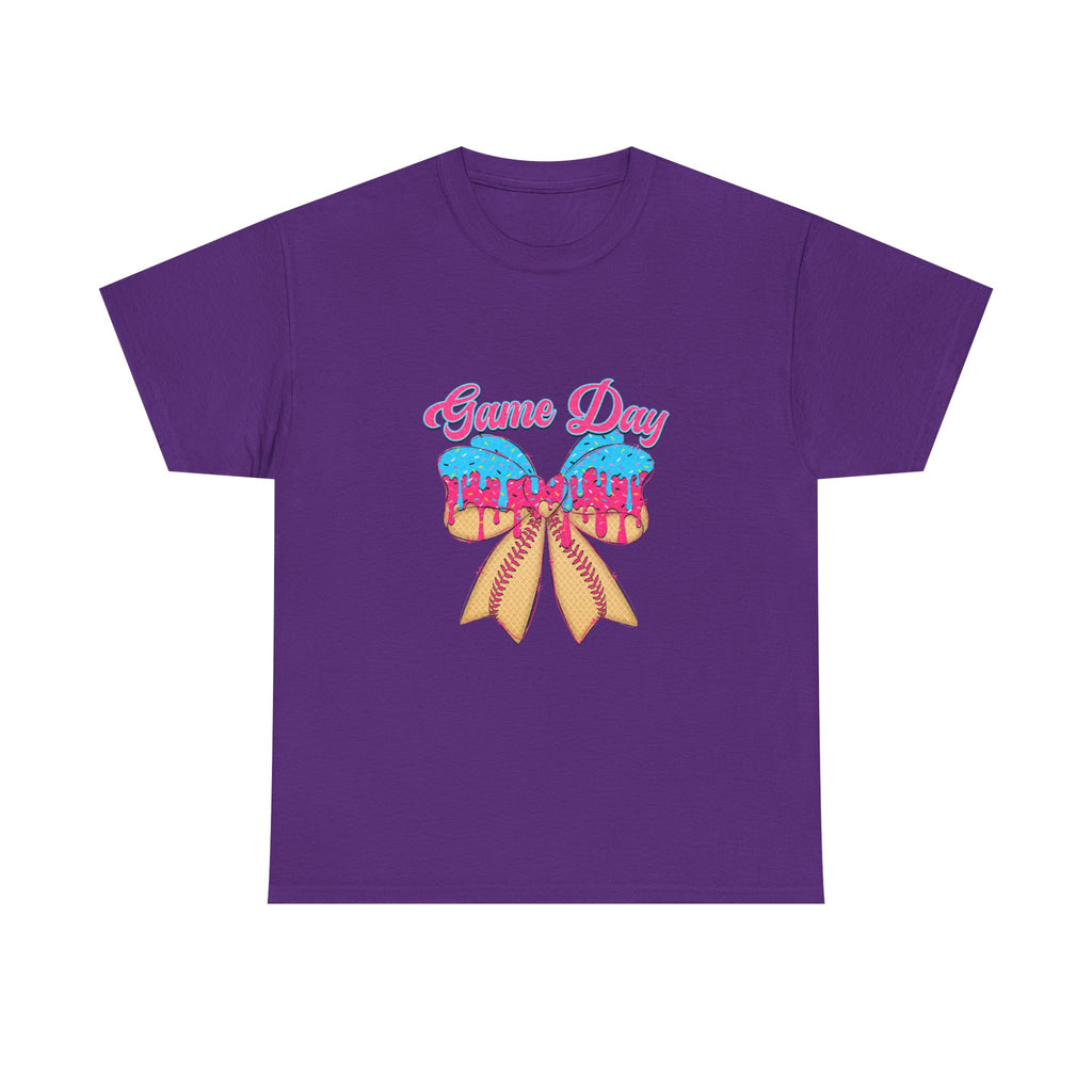 Game Day Cheer T-Shirt — Pink & Blue Pom Pom Cheerleading Tee