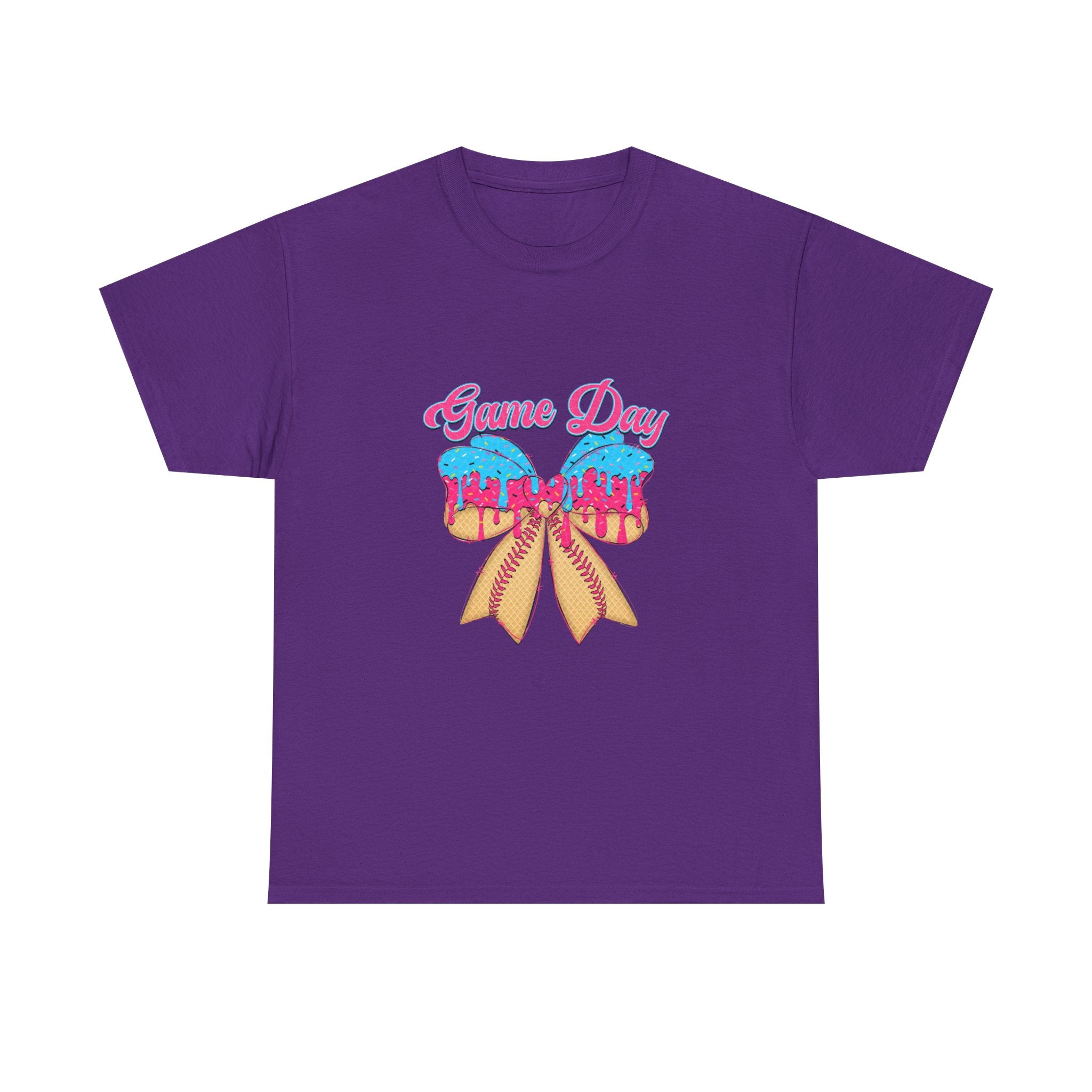 Game Day Cheer T-Shirt — Pink & Blue Pom Pom Cheerleading Tee