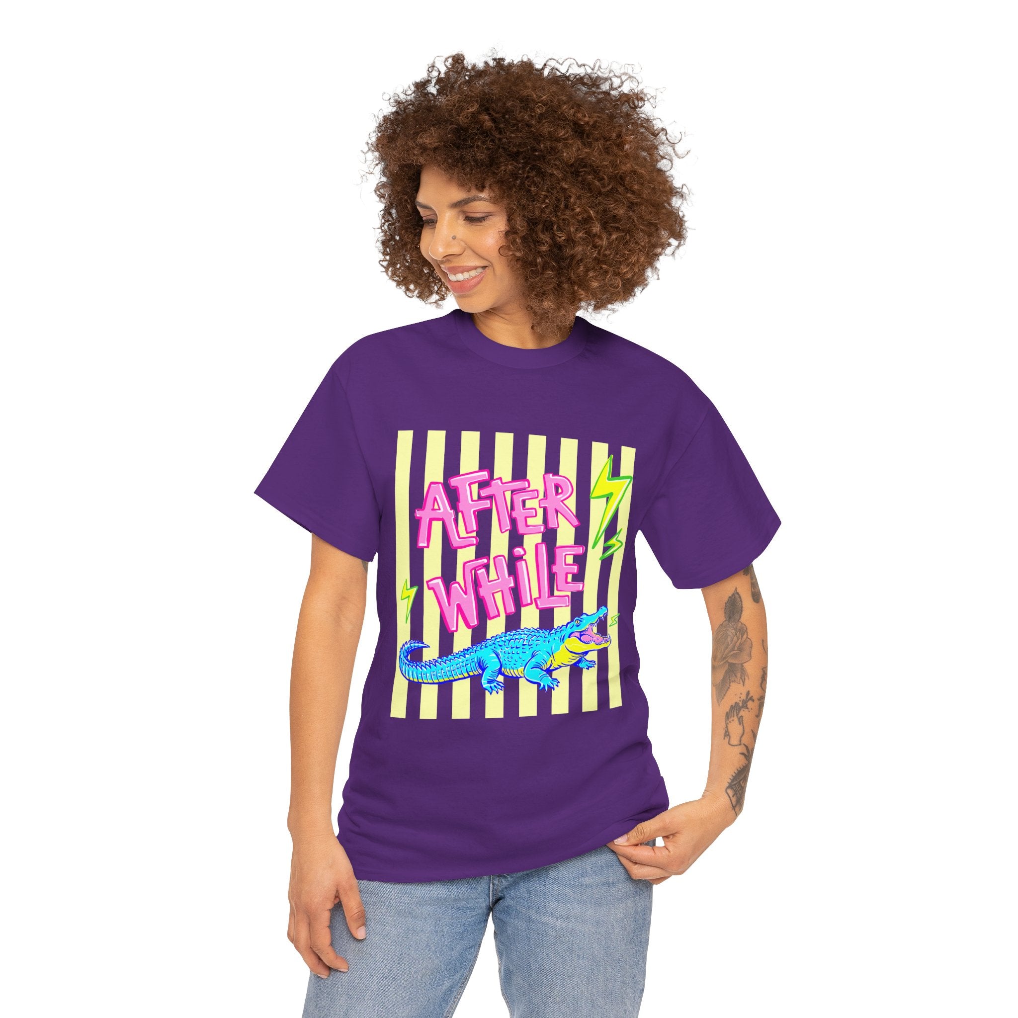 After While Alligator T-Shirt — Retro Neon Graphic Tee