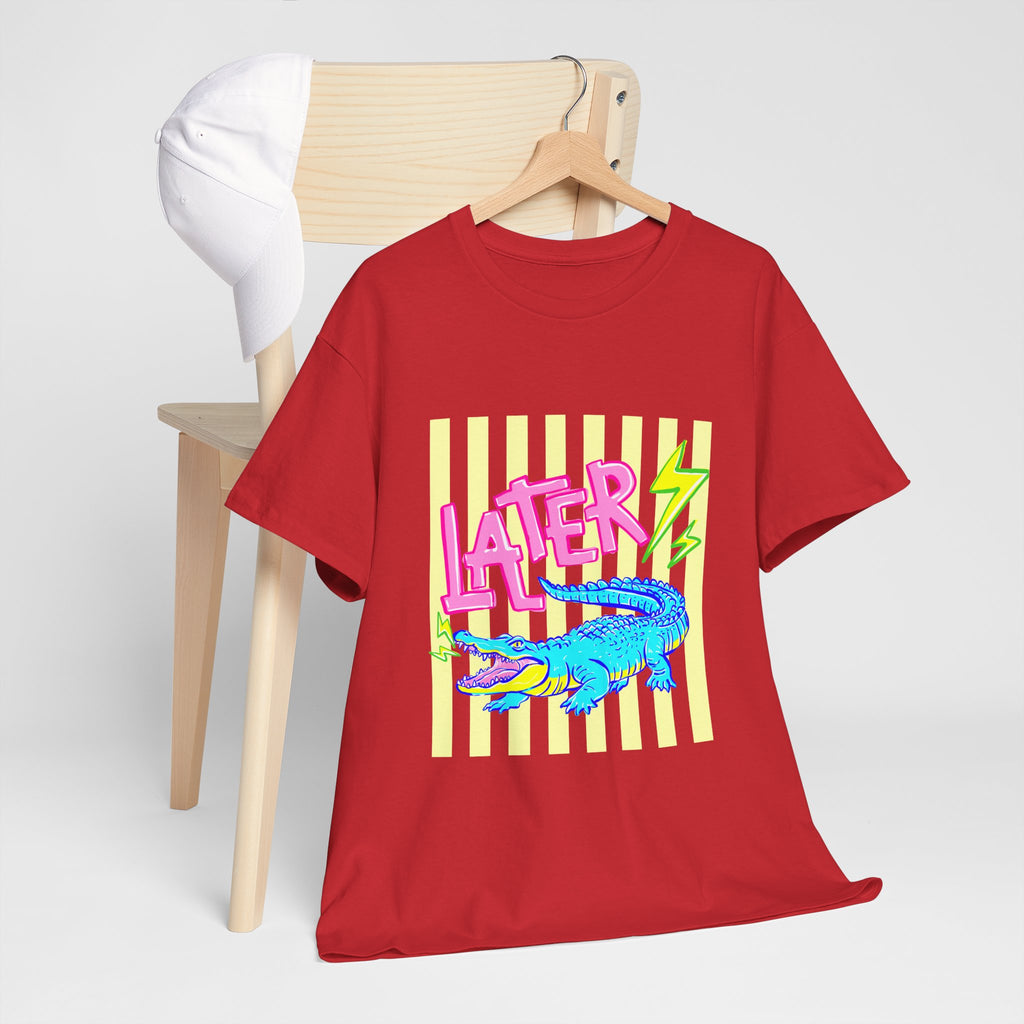 Later Gator Graphic Tee - Neon Retro Alligator Shirt