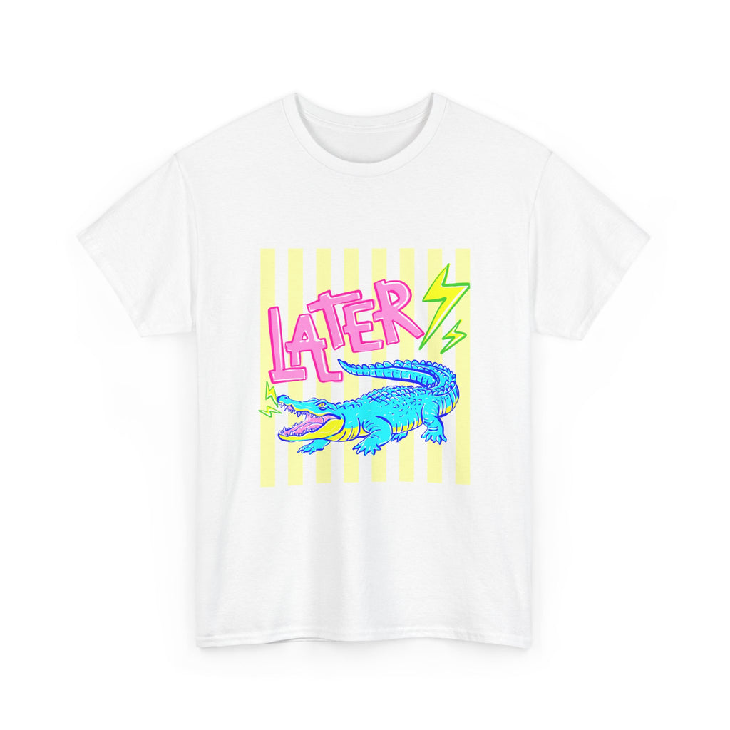 Later Gator Graphic Tee - Neon Retro Alligator Shirt