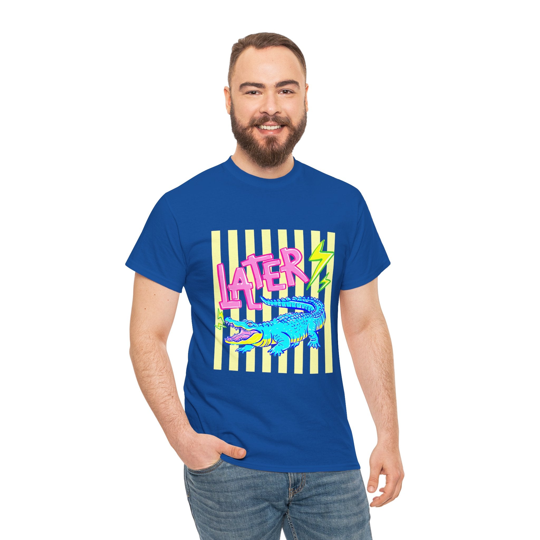 Later Gator Graphic Tee - Neon Retro Alligator Shirt