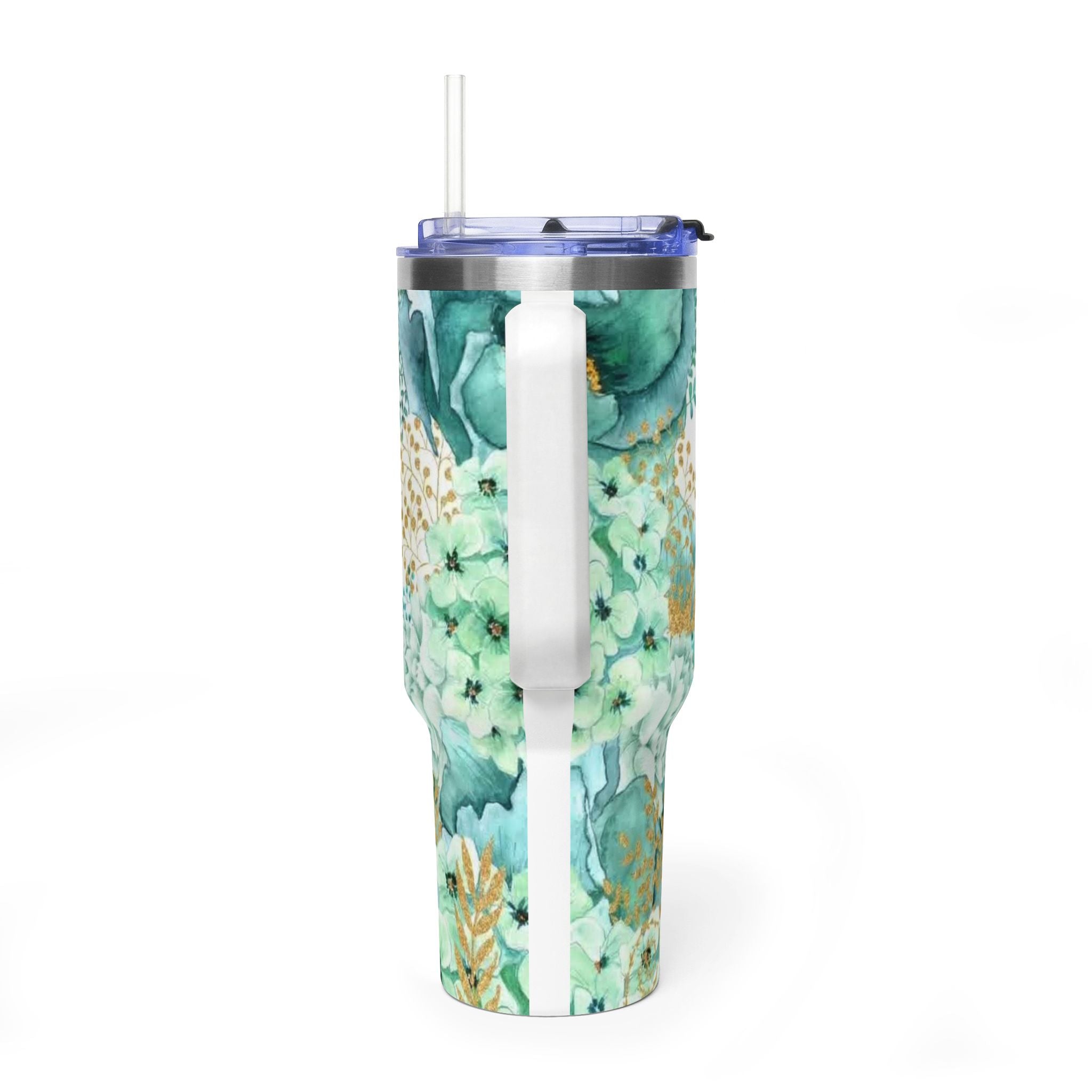 Mom Floral 40oz Vacuum Tumbler – Insulated Travel Mug with 'Mom Beautiful Amazing' Design