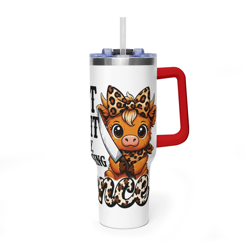40oz Insulated Tumbler – "I Slept Like Shit So Today Will Be Chaos" Leopard Accent