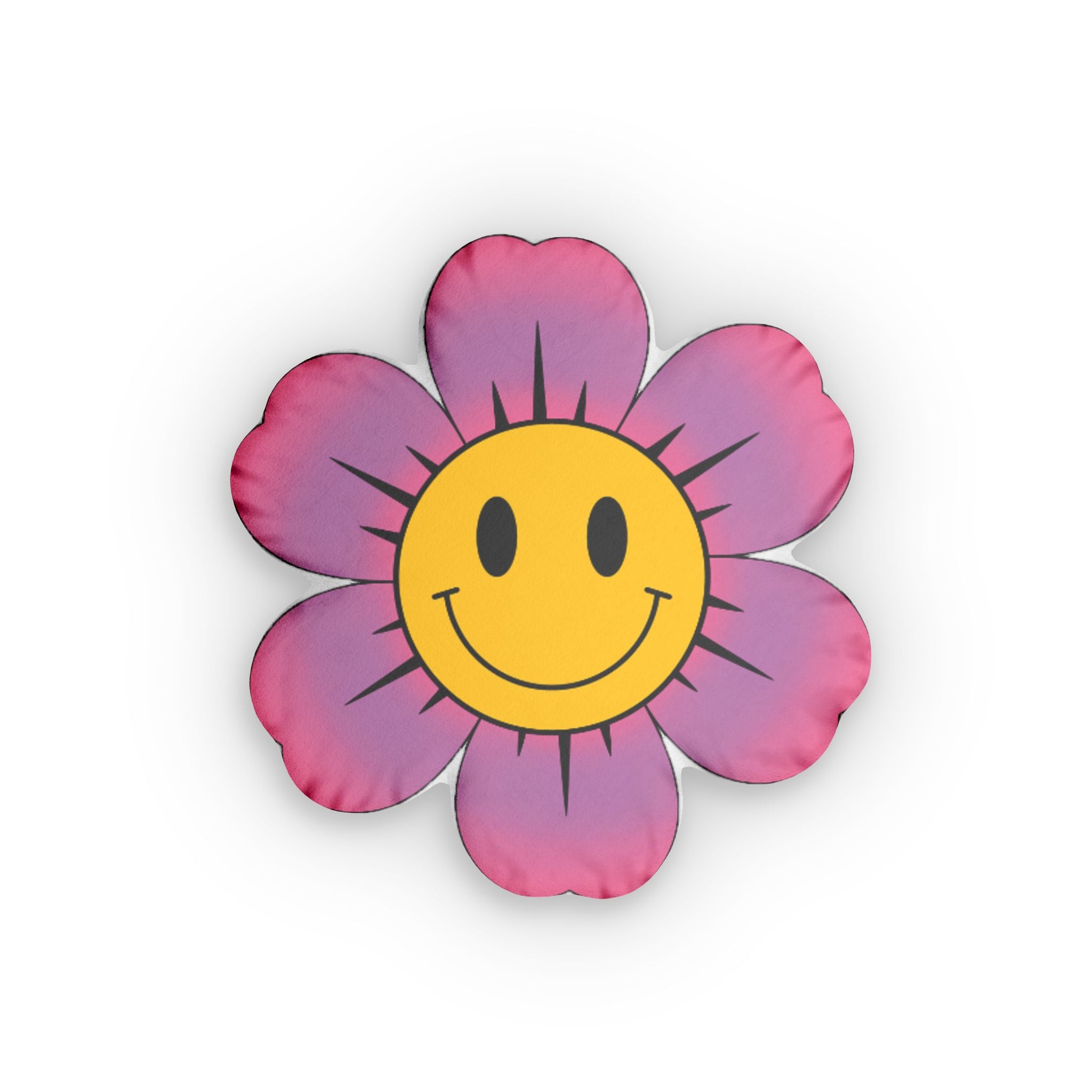 Smiley Flower Shaped Pillow — Cute Tie-Dye Floral Cushion