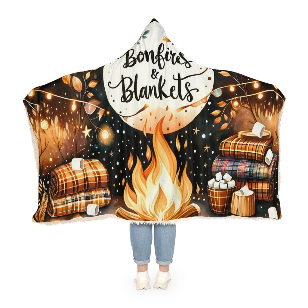 Bonfires & Blankets Hooded Blanket — Cozy Autumn Campfire Throw