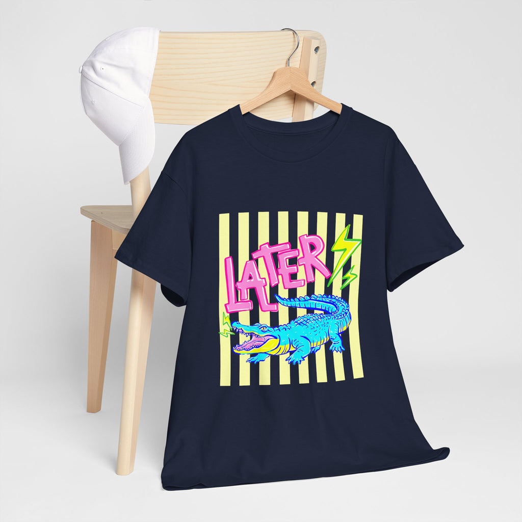 Later Gator Graphic Tee - Neon Retro Alligator Shirt
