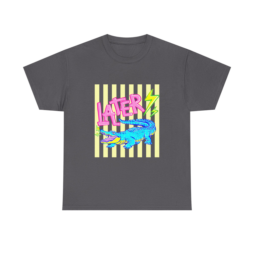 Later Gator Graphic Tee - Neon Retro Alligator Shirt