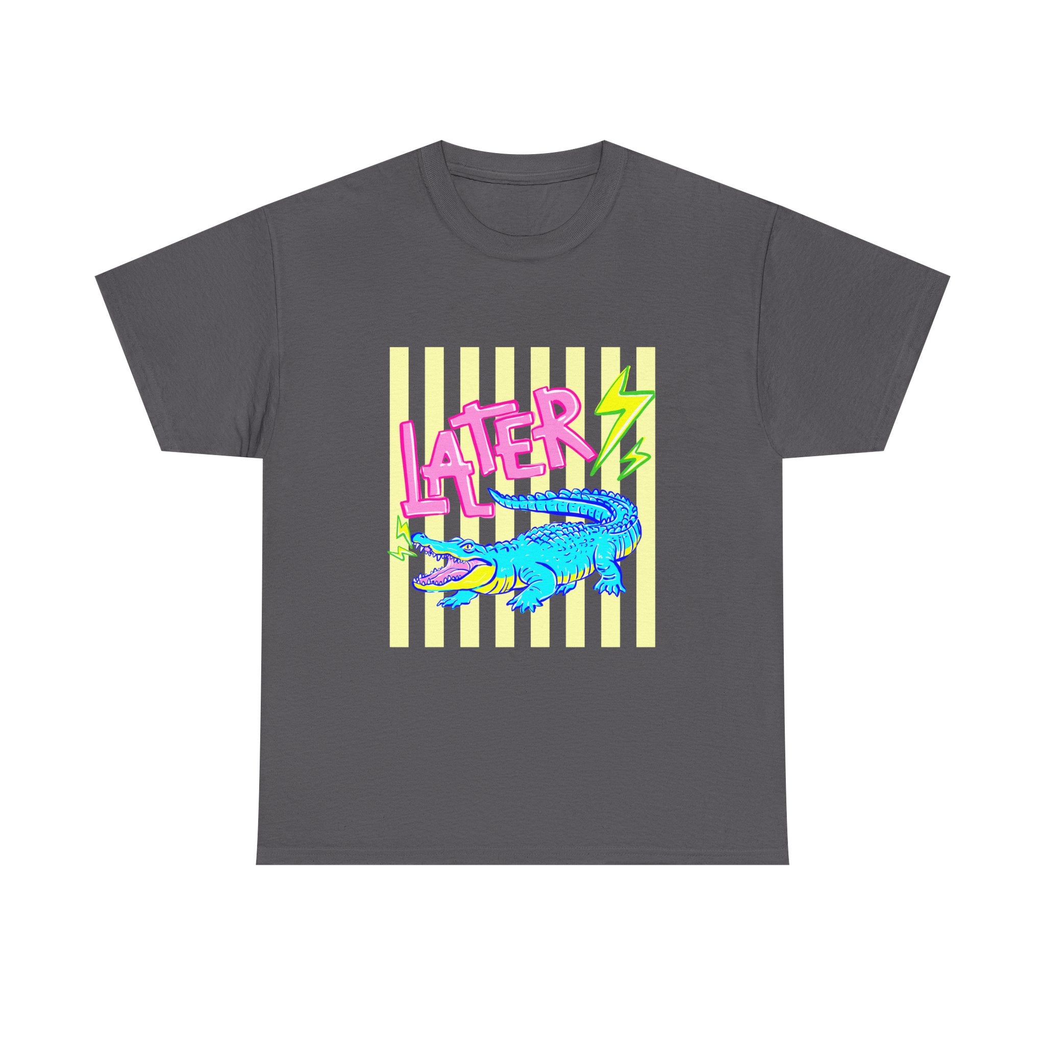 Later Gator Graphic Tee - Neon Retro Alligator Shirt