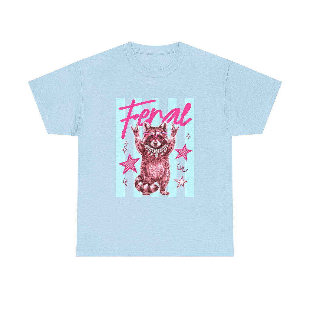 Feral Raccoon Graphic Tee - Retro Pink & Aqua Vintage Animal T-Shirt