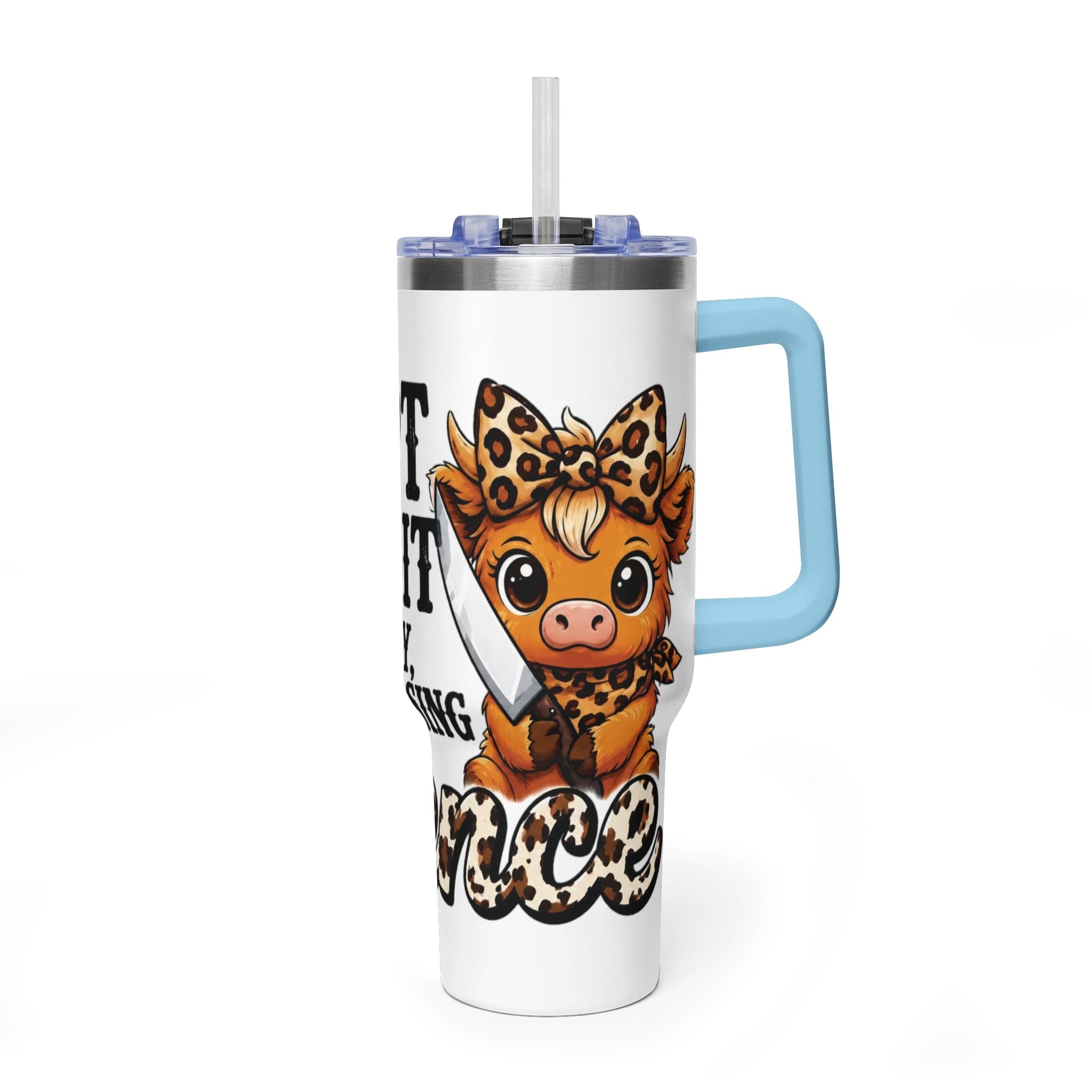 40oz Insulated Tumbler – "I Slept Like Shit So Today Will Be Chaos" Leopard Accent