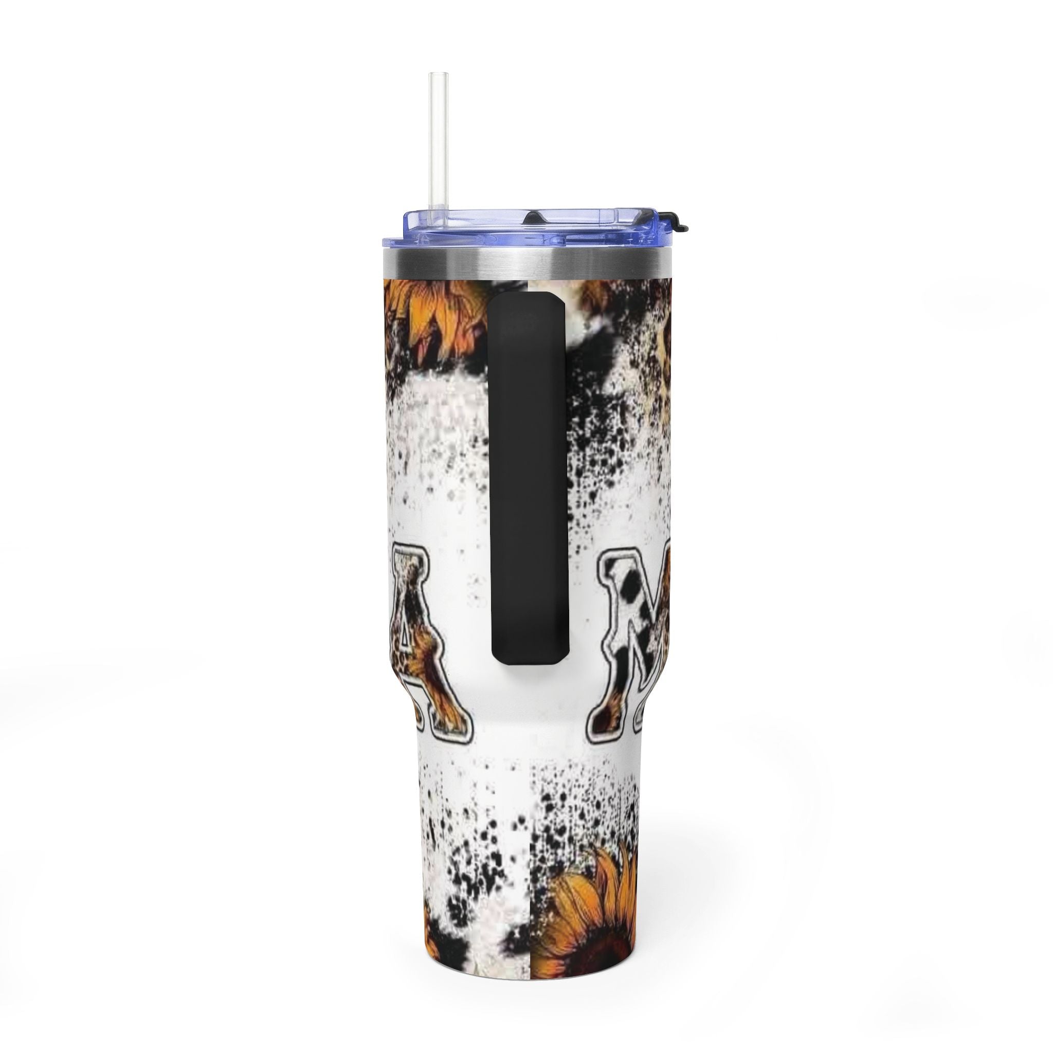 40oz Tumbler - 'Mama' Leopard Sunflower Insulated Travel Cup