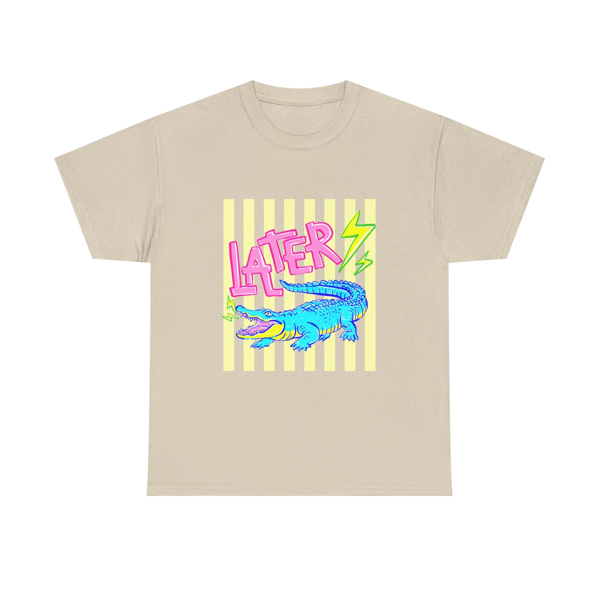 Later Gator Graphic Tee - Neon Retro Alligator Shirt