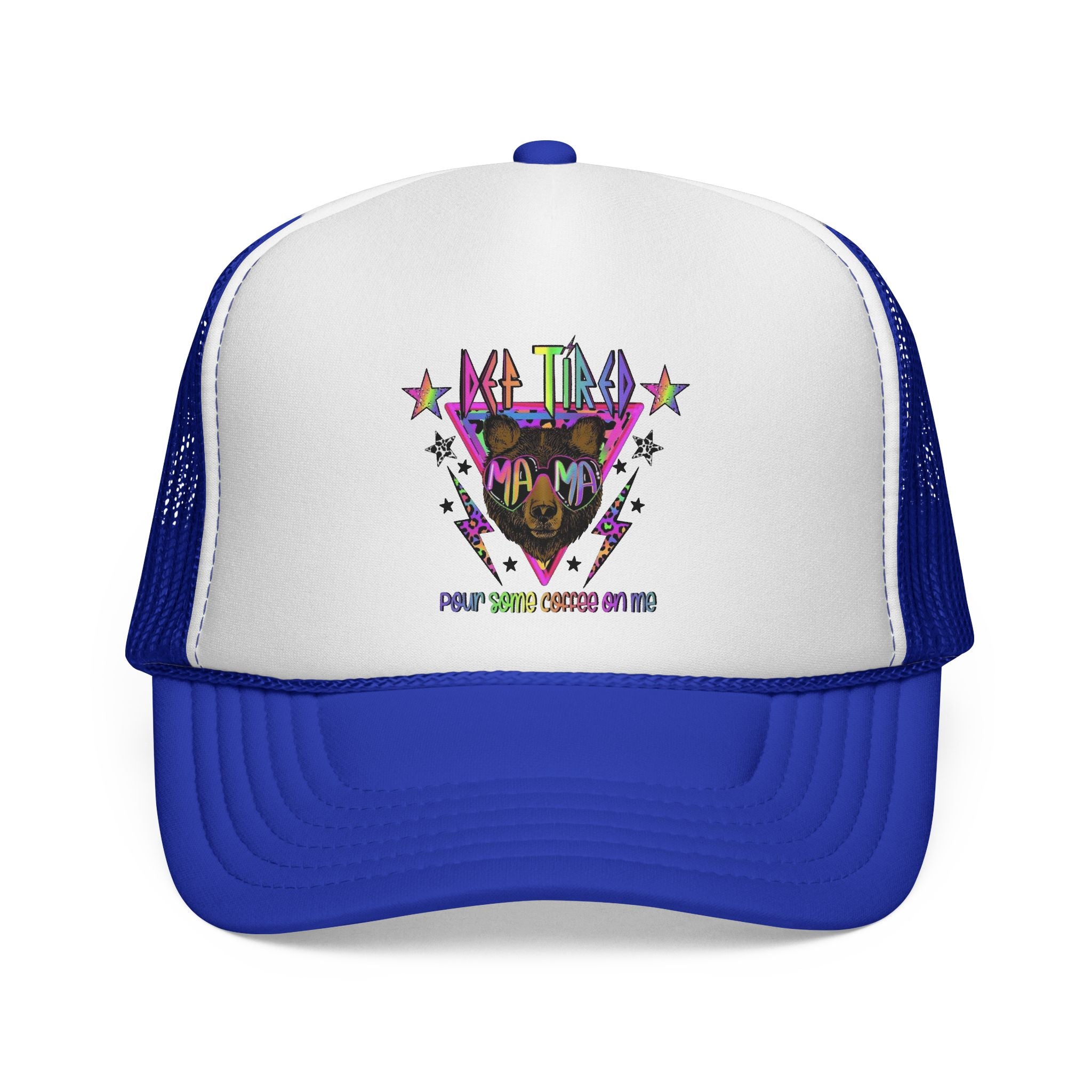 Neon Mountain Bear Trucker Cap | Retro Stars Graphic Trucker Cap