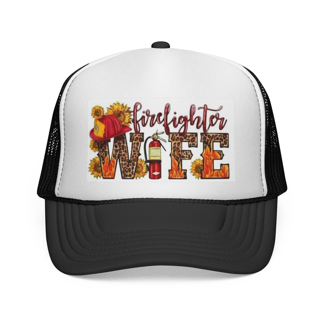 Firefighter Wife Trucker Cap | Floral Sunflower Helmet Design