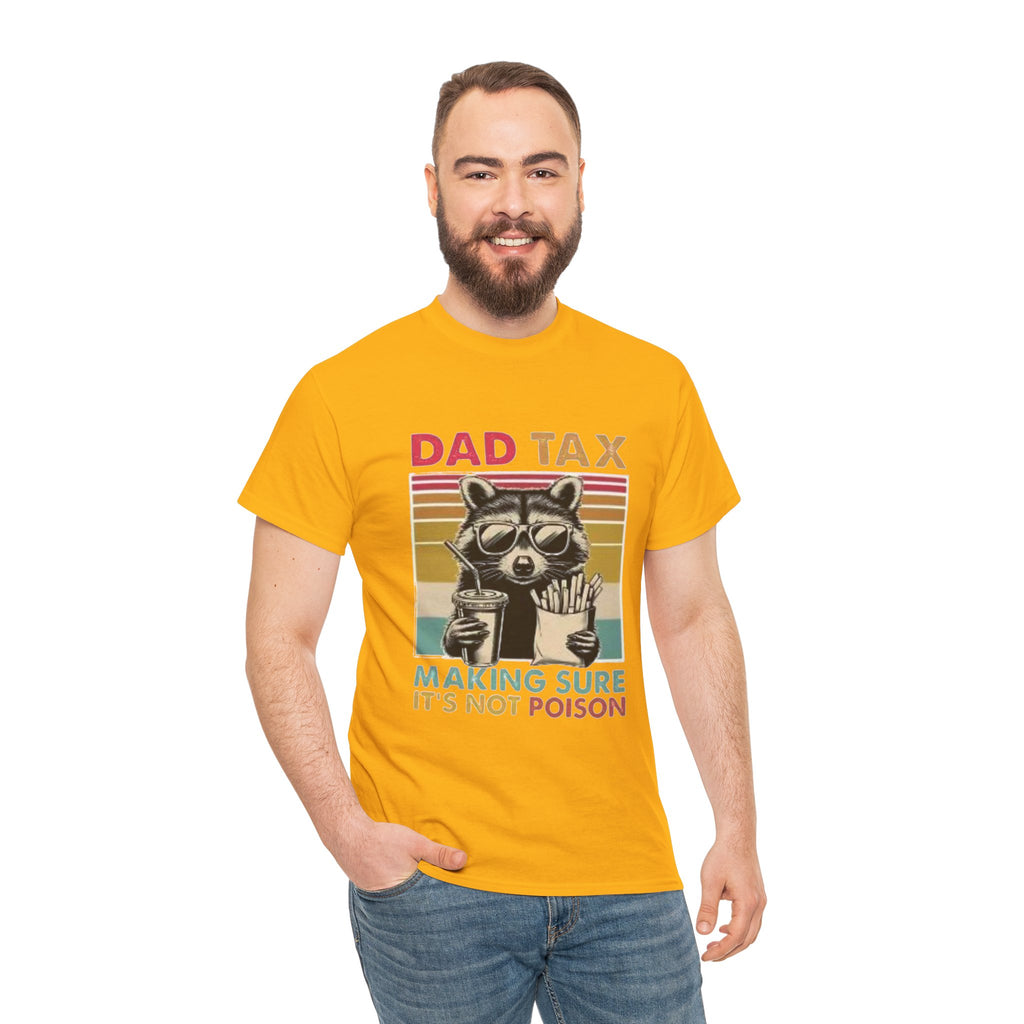 Dad Tax T‑Shirt – Retro Raccoon “Making Sure It’s Not Poison” Funny Father’s Day Tee