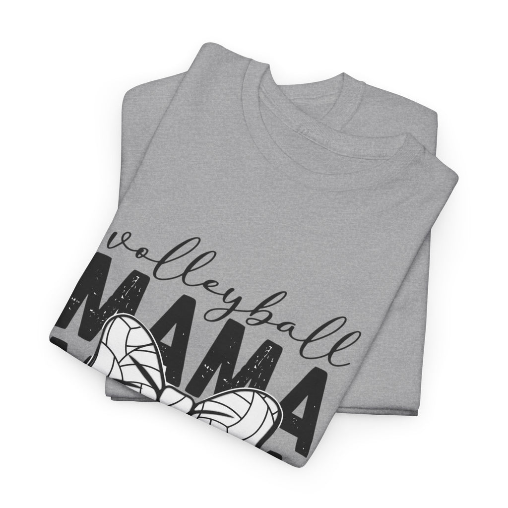 Volleyball Mama T-Shirt — Sporty Mom Graphic Tee with Volleyball Bow