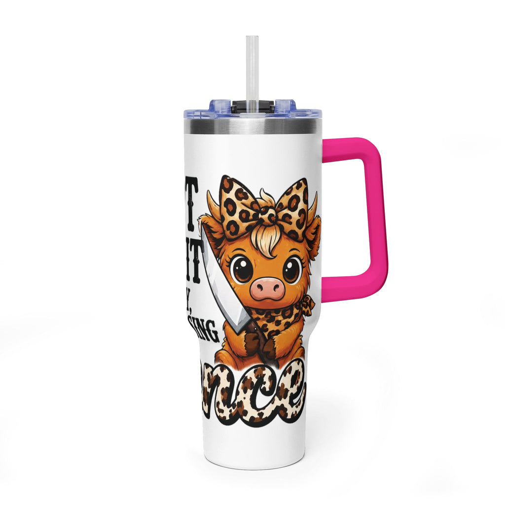 40oz Insulated Tumbler – "I Slept Like Shit So Today Will Be Chaos" Leopard Accent