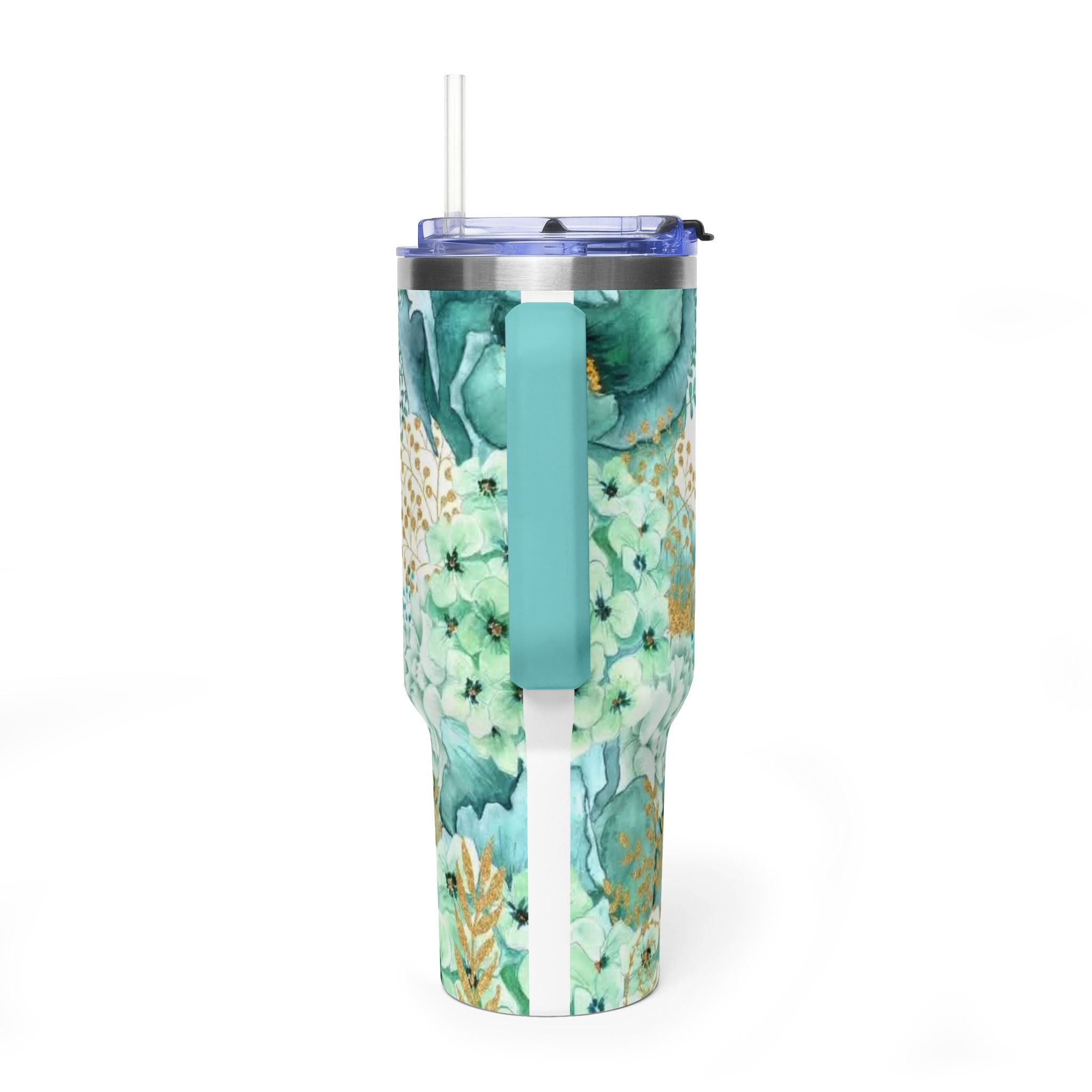 Mom Floral 40oz Vacuum Tumbler – Insulated Travel Mug with 'Mom Beautiful Amazing' Design