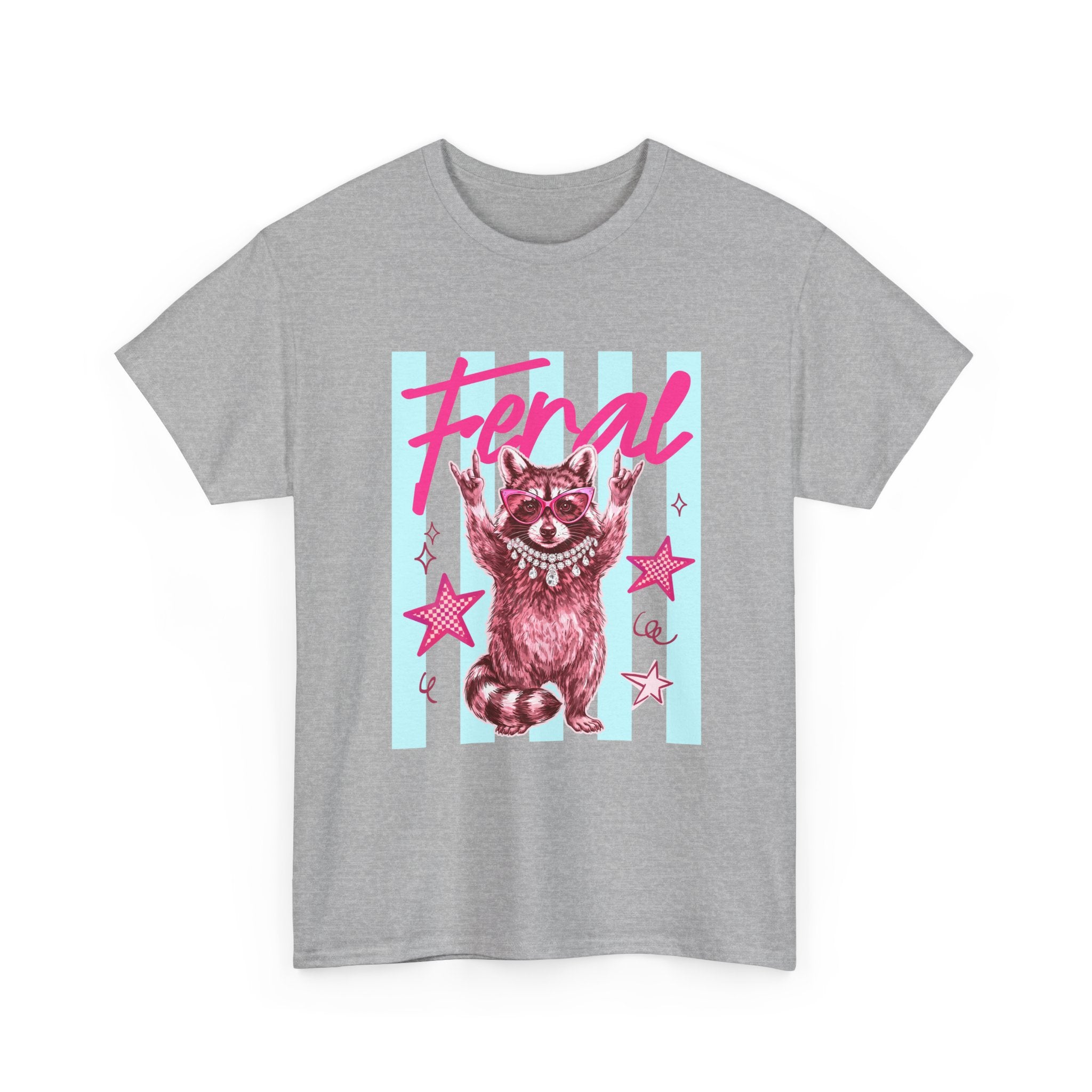Feral Raccoon Graphic Tee - Retro Pink & Aqua Vintage Animal T-Shirt