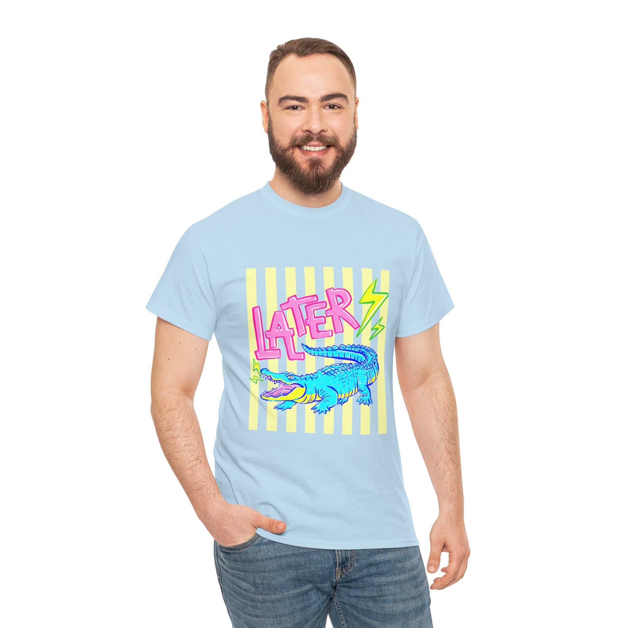 Later Gator Graphic Tee - Neon Retro Alligator Shirt
