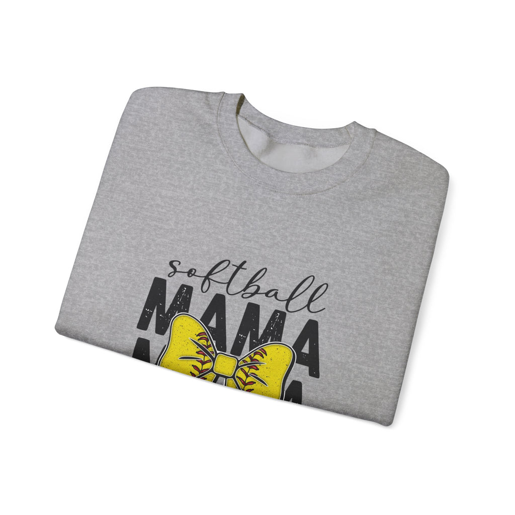 Softball Mama Crewneck Sweatshirt - Yellow Bow Softball Mom Pullover