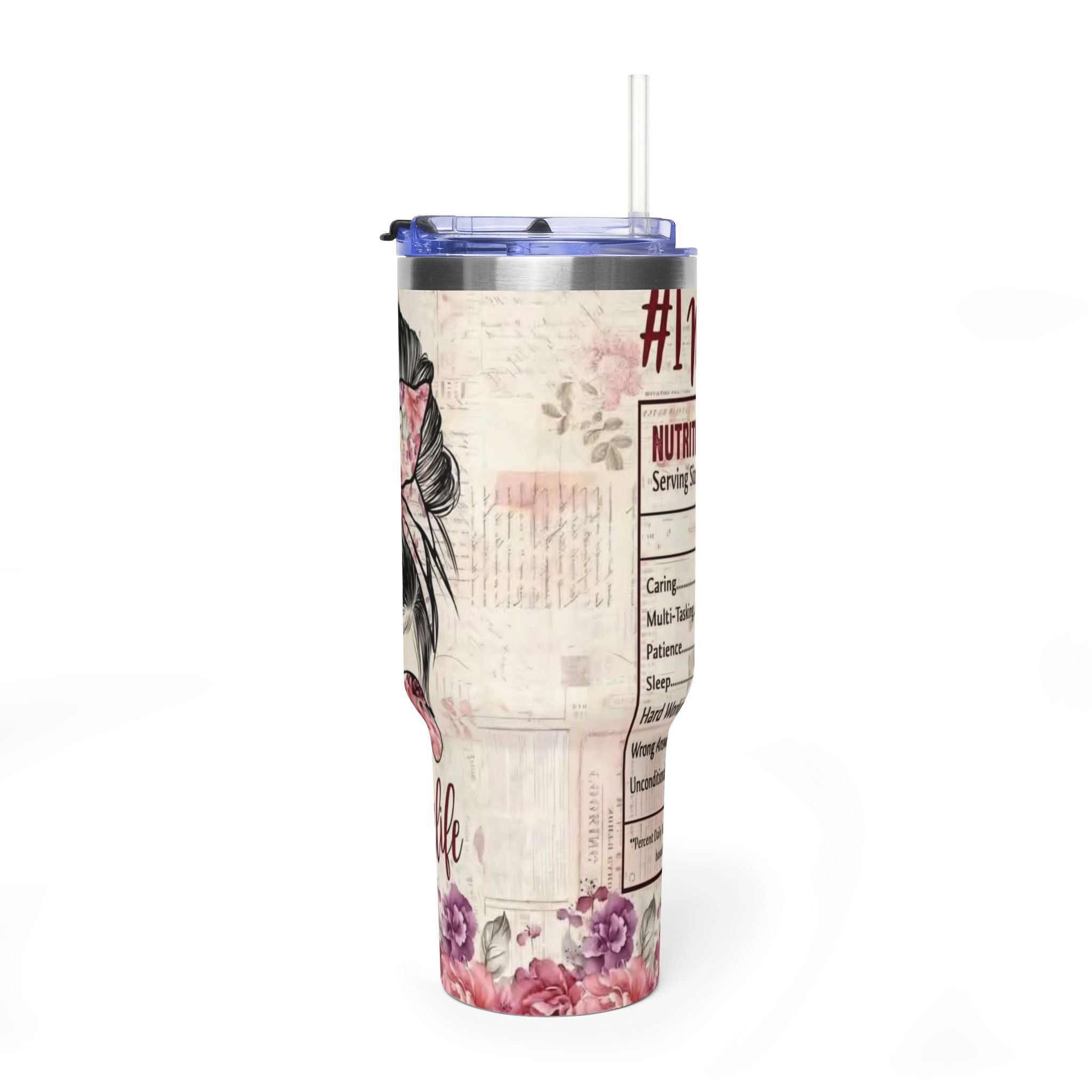 40oz Mom Life Vacuum Tumbler – Floral Momlife Travel Mug