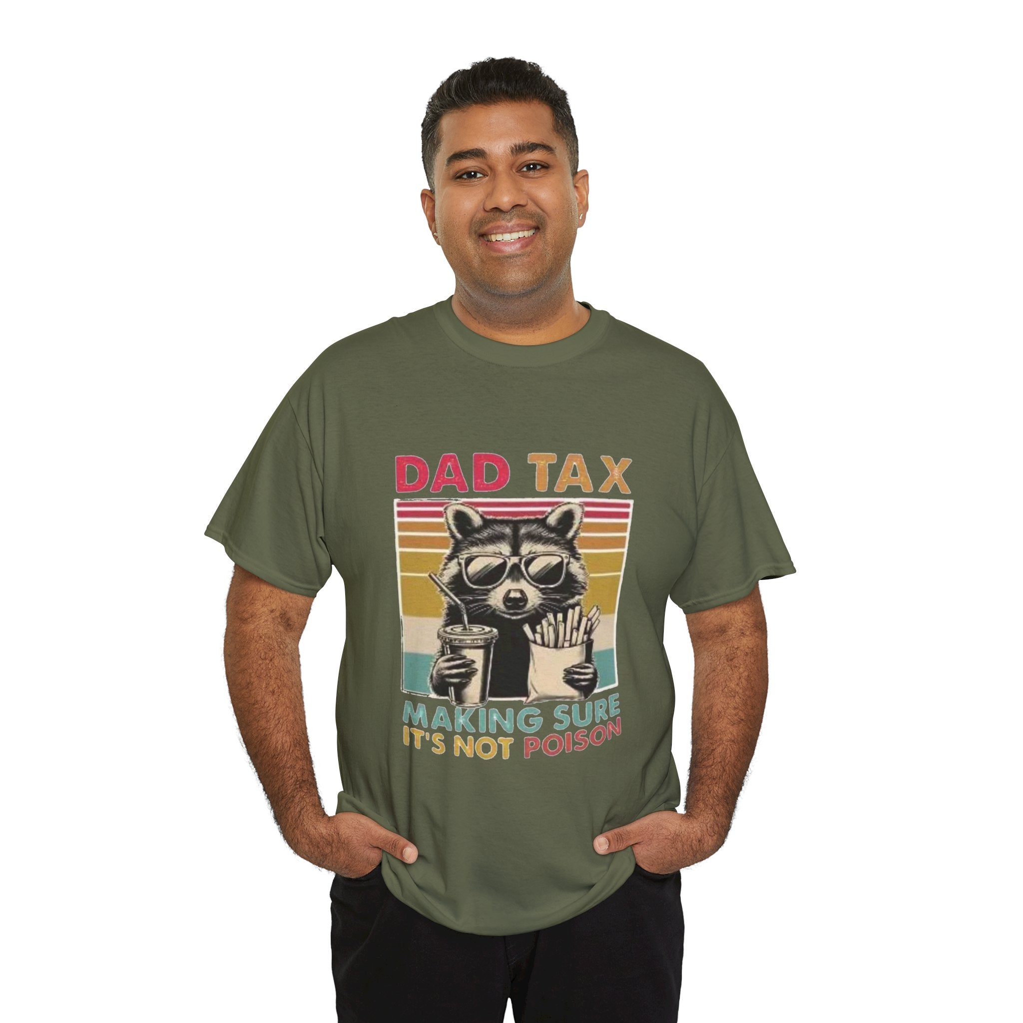 Dad Tax T‑Shirt – Retro Raccoon “Making Sure It’s Not Poison” Funny Father’s Day Tee