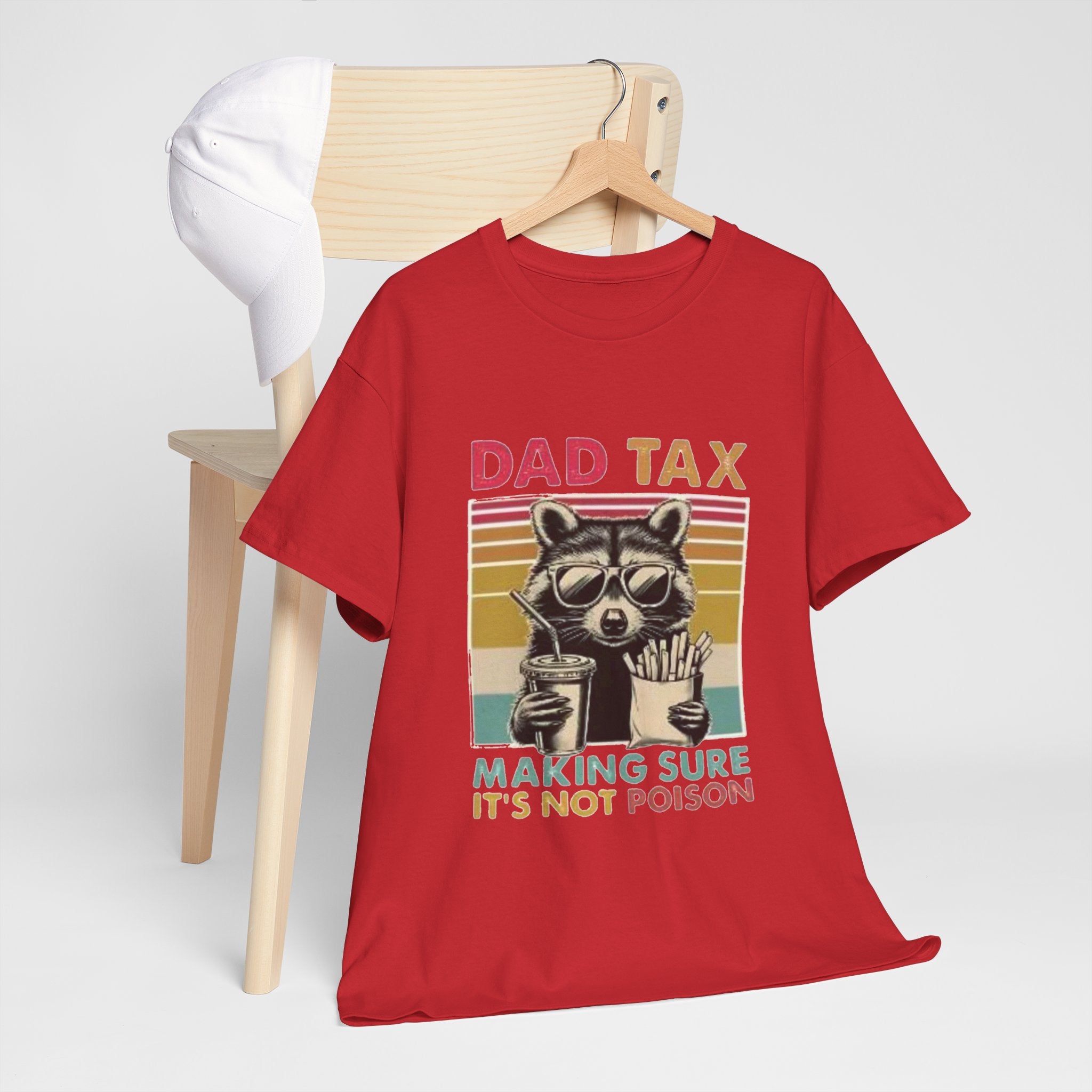 Dad Tax T‑Shirt – Retro Raccoon “Making Sure It’s Not Poison” Funny Father’s Day Tee
