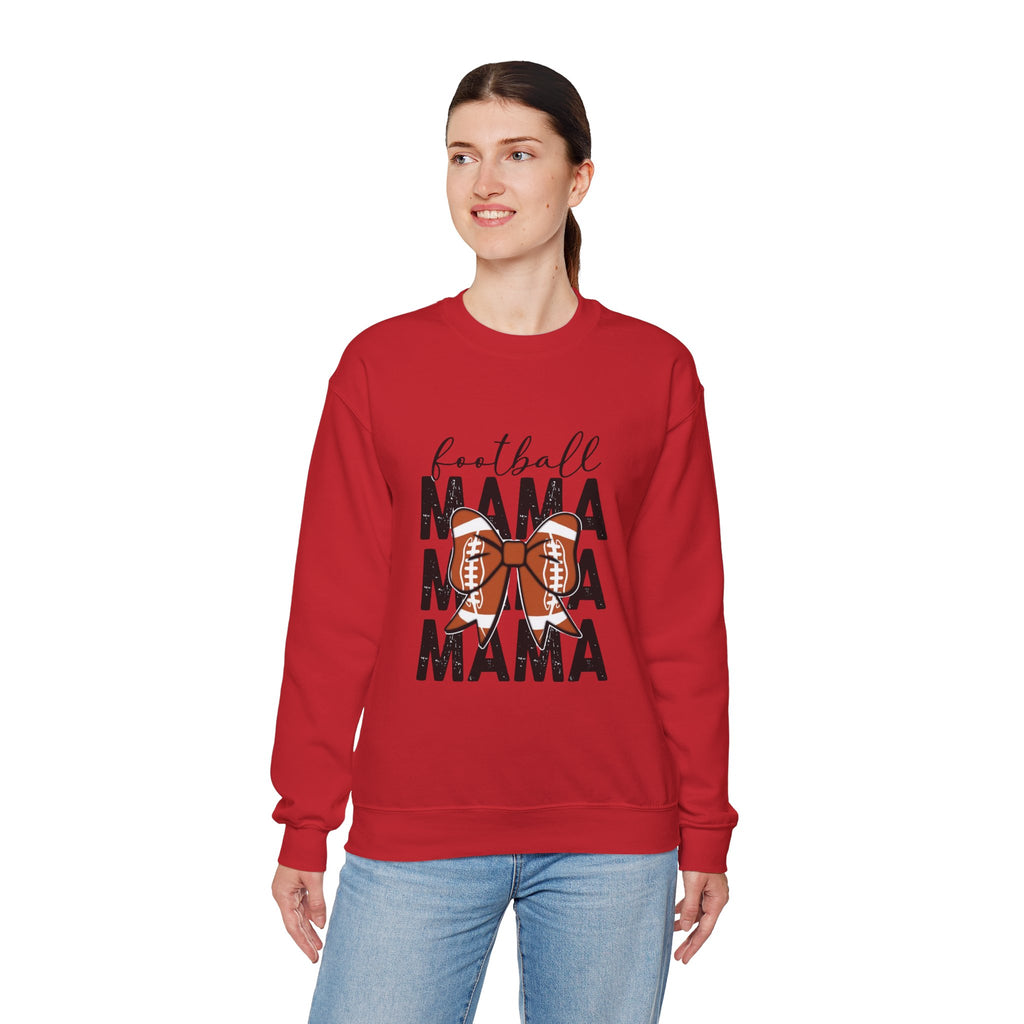Football Mama Crewneck Sweatshirt — 'Football Mama Mama Mama' Bow Design